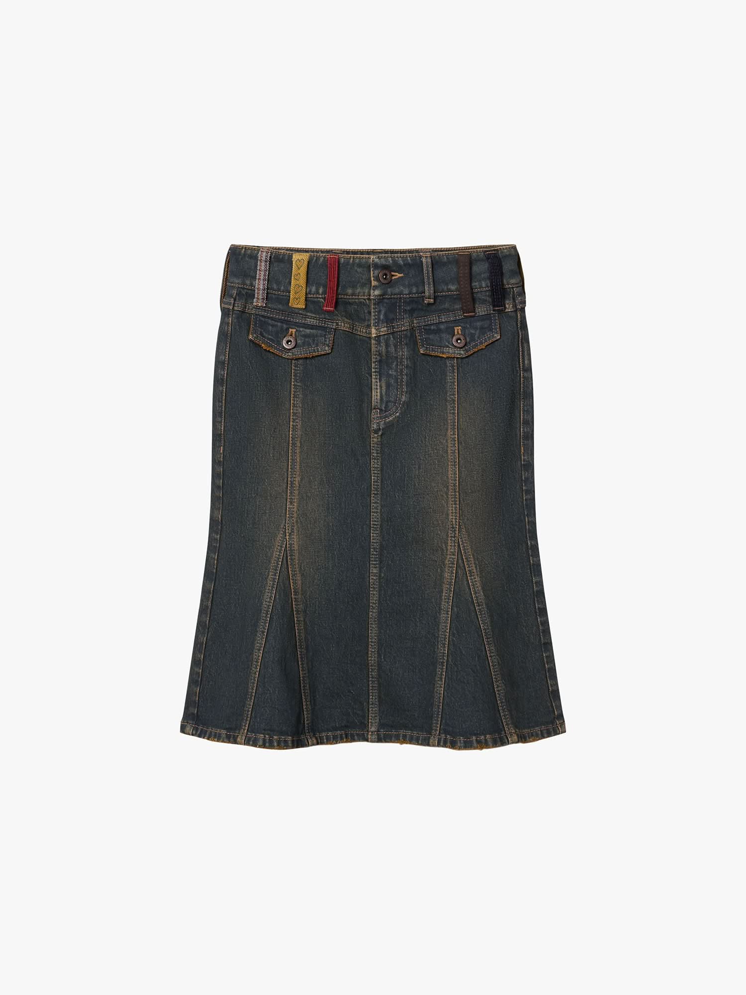 Belt Loop Mermaid Denim Skirt