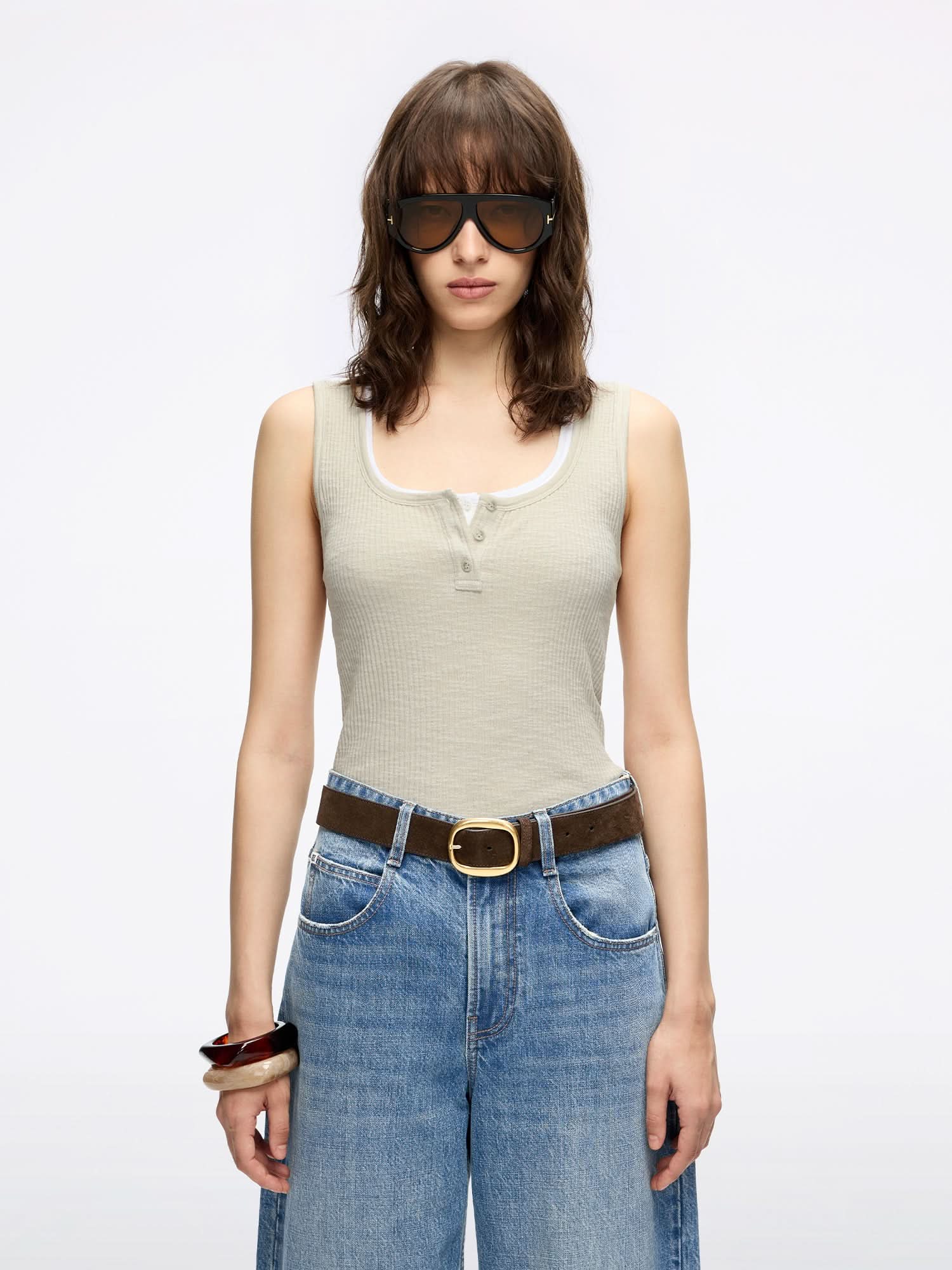 Henley Sleeveless T-Shirt