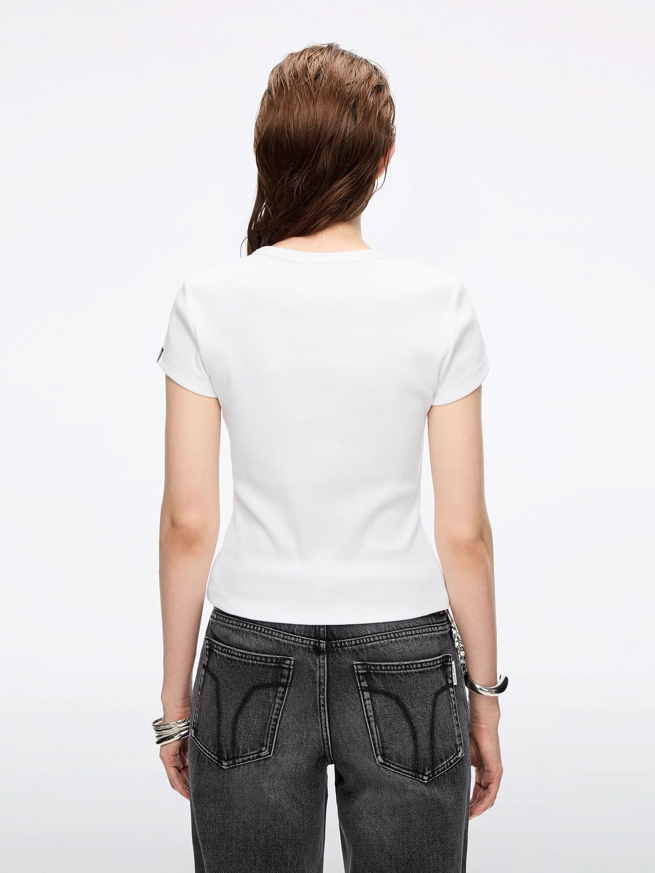 Crew Neck Lip Print T-Shirt