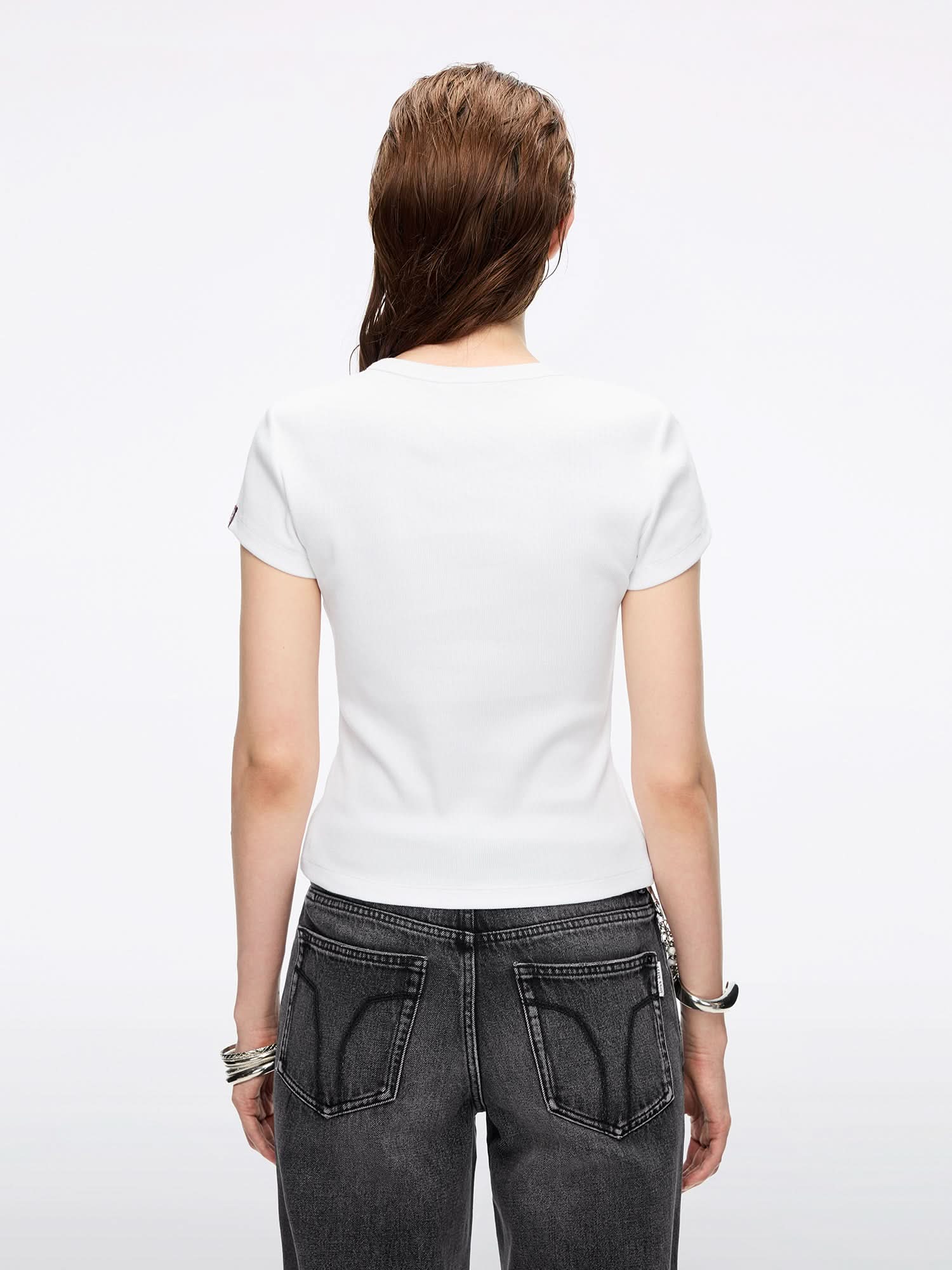 Crew Neck Lip Print T-Shirt