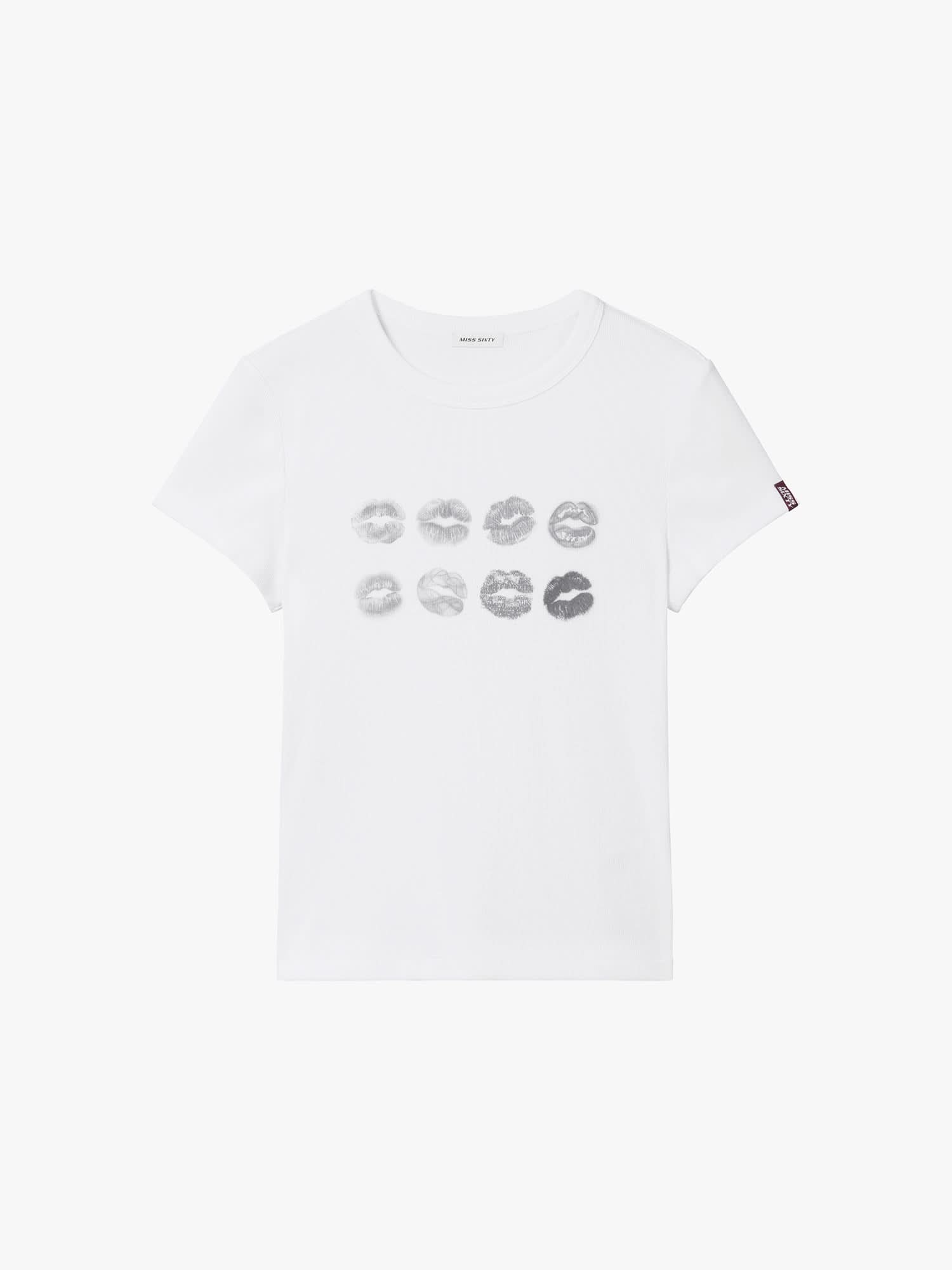 Crew Neck Lip Print T-Shirt