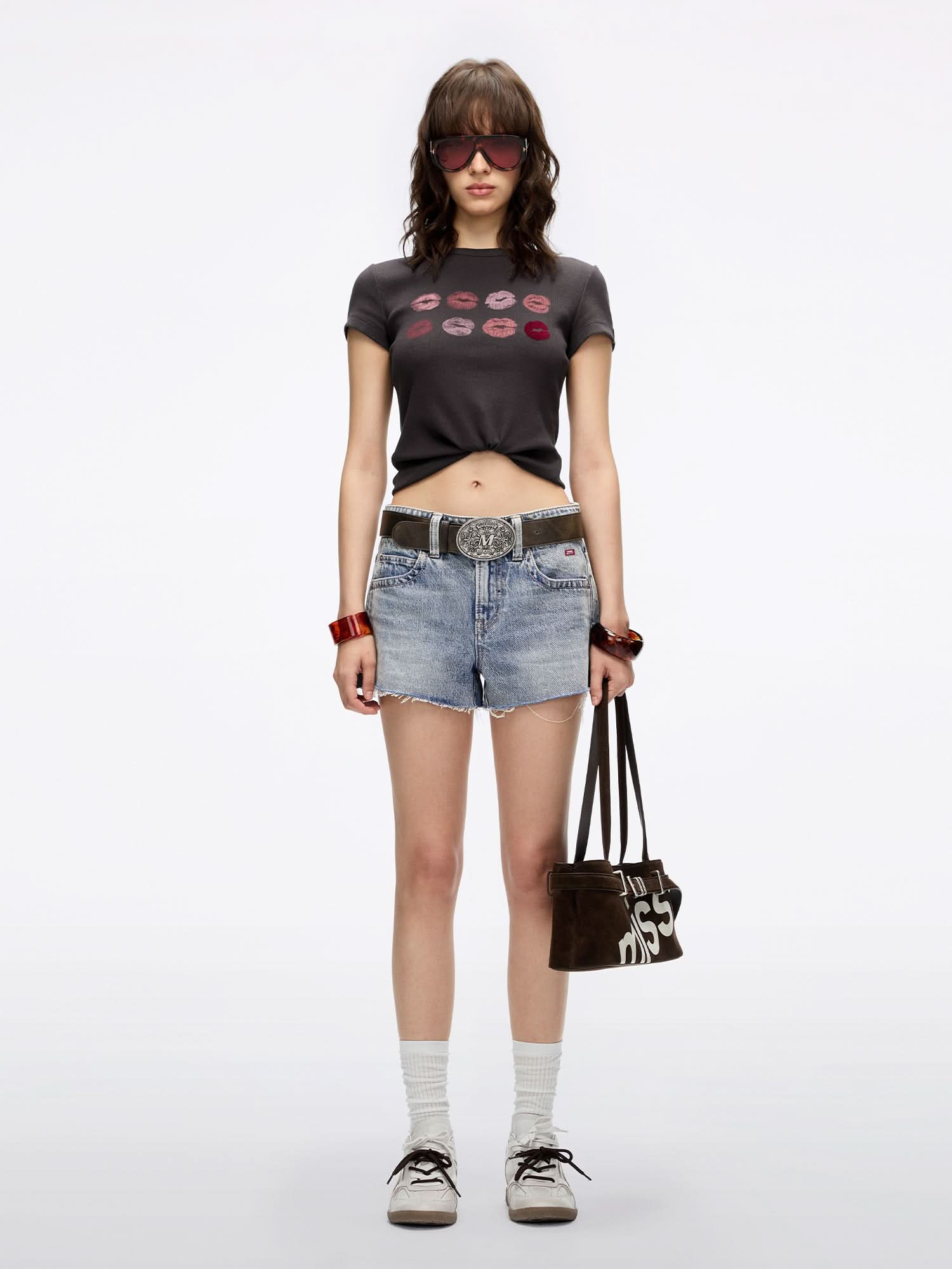 Crew Neck Lip Print T-Shirt