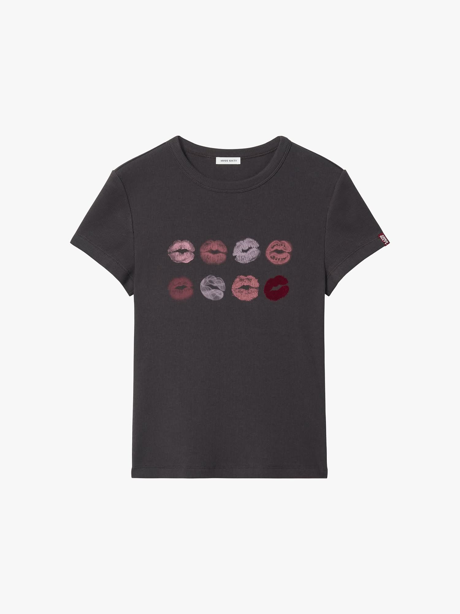 Crew Neck Lip Print T-Shirt
