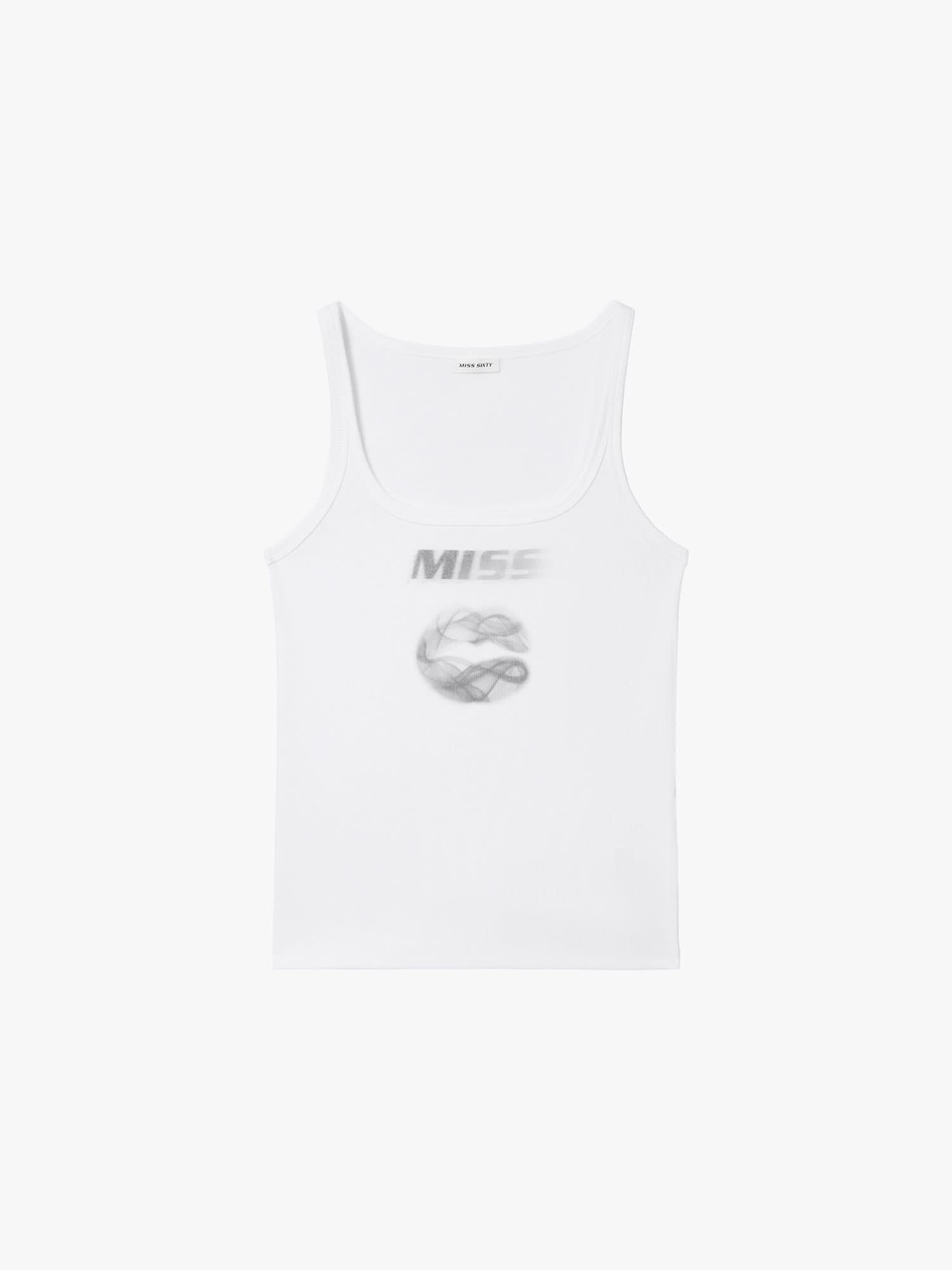Lips Print Sleeveless T-Shirt