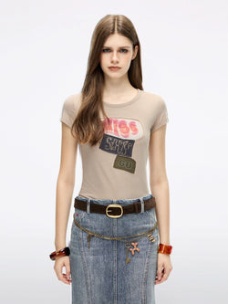 Crew Neck Patchwork T-Shirt