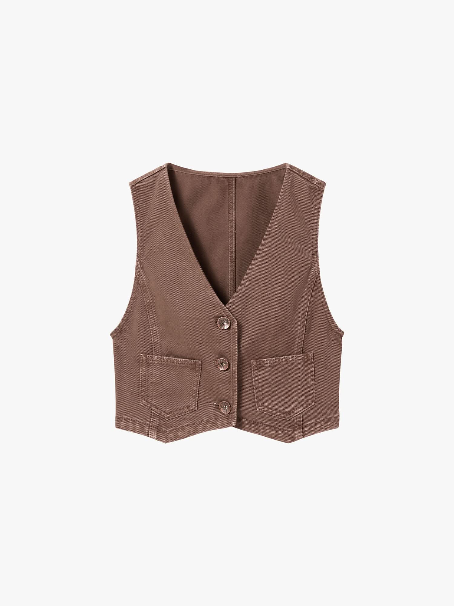 Cropped Denim Vest