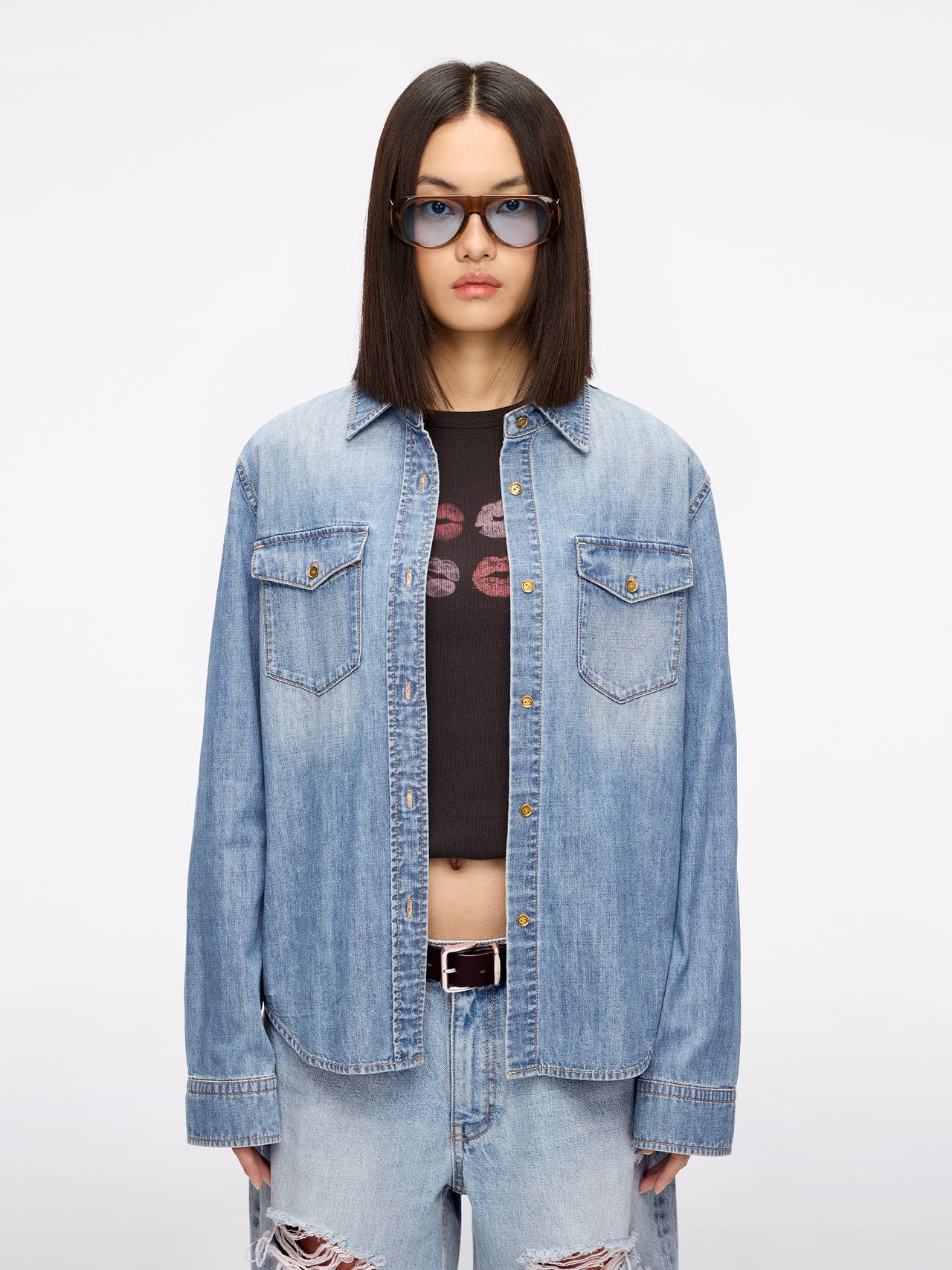 Distressed Denim Shirt
