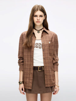 Lip Print Plaid Shirt