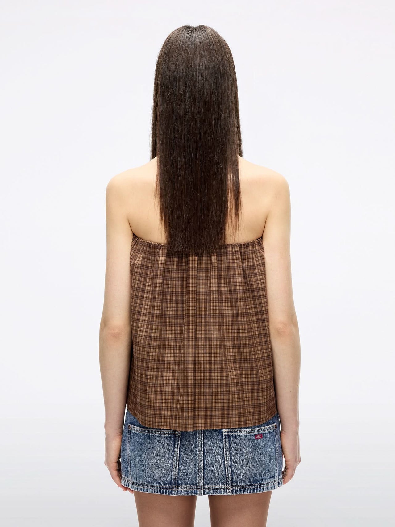 Plaid Strapless Top
