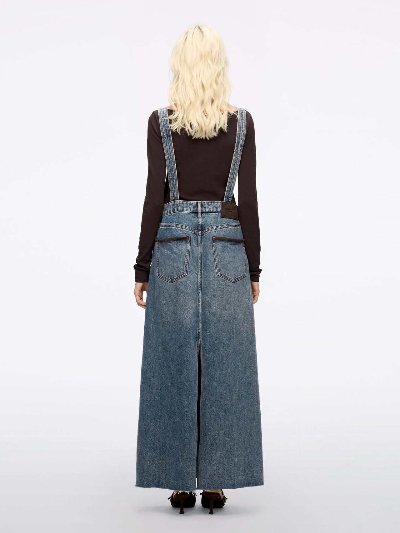 Leather Patch Denim Dress