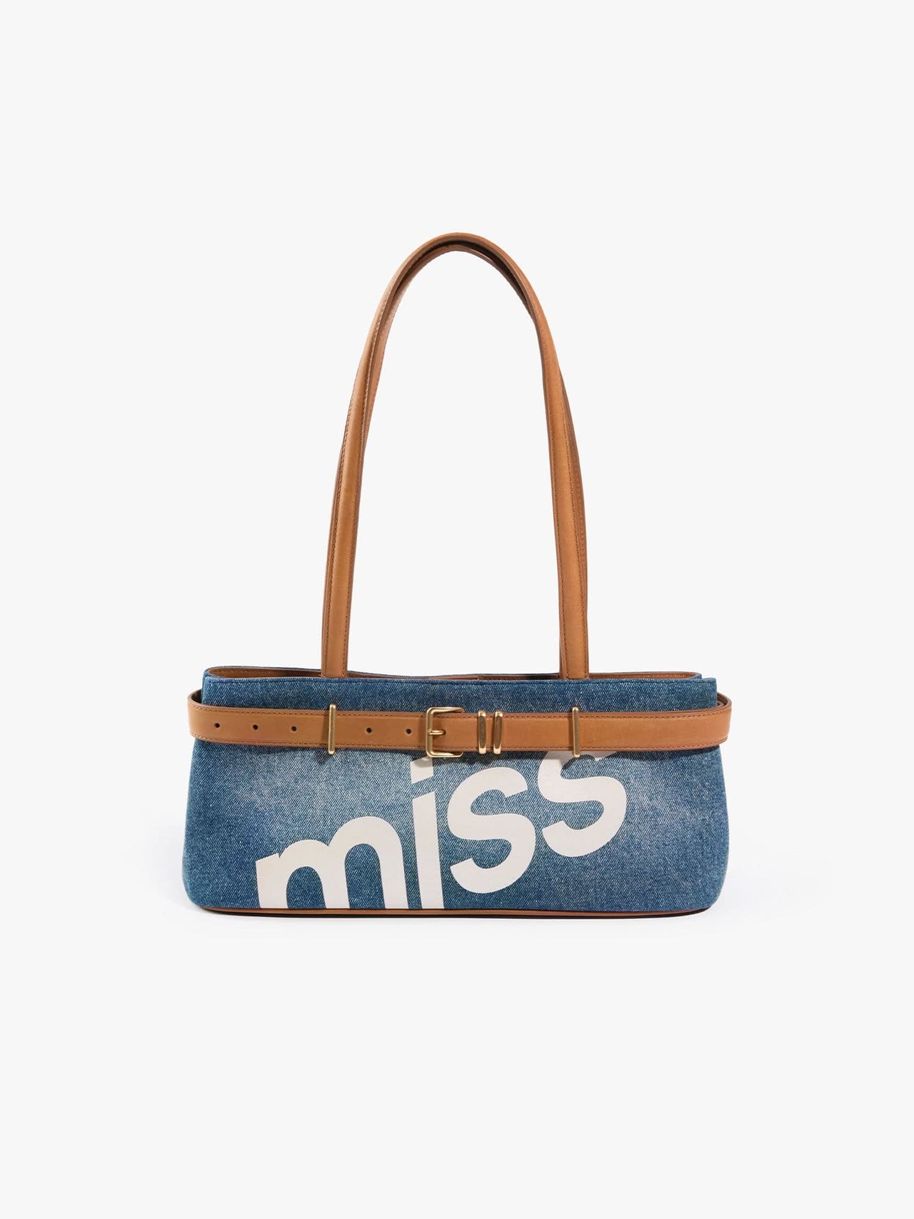 Leather Patch Denim Bag