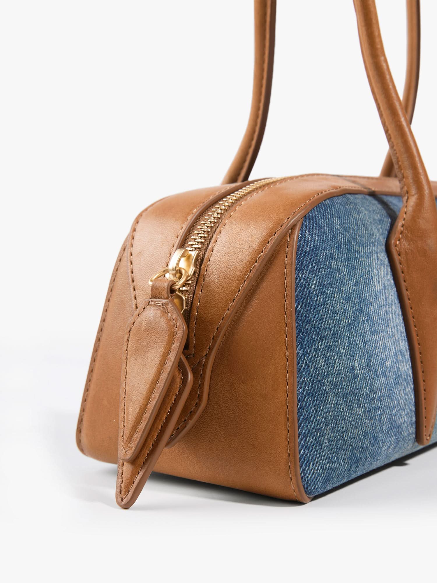 Leather Patch Denim Bag