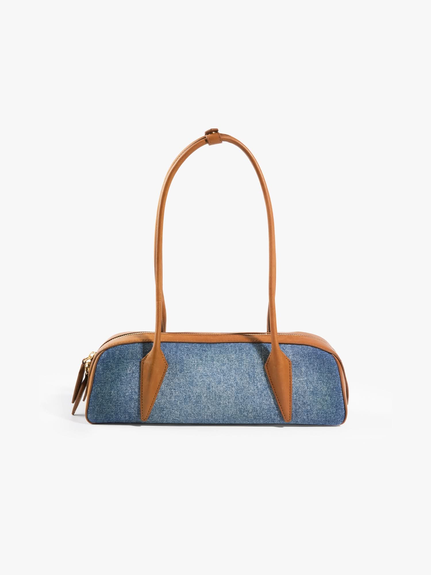 Leather Patch Denim Bag