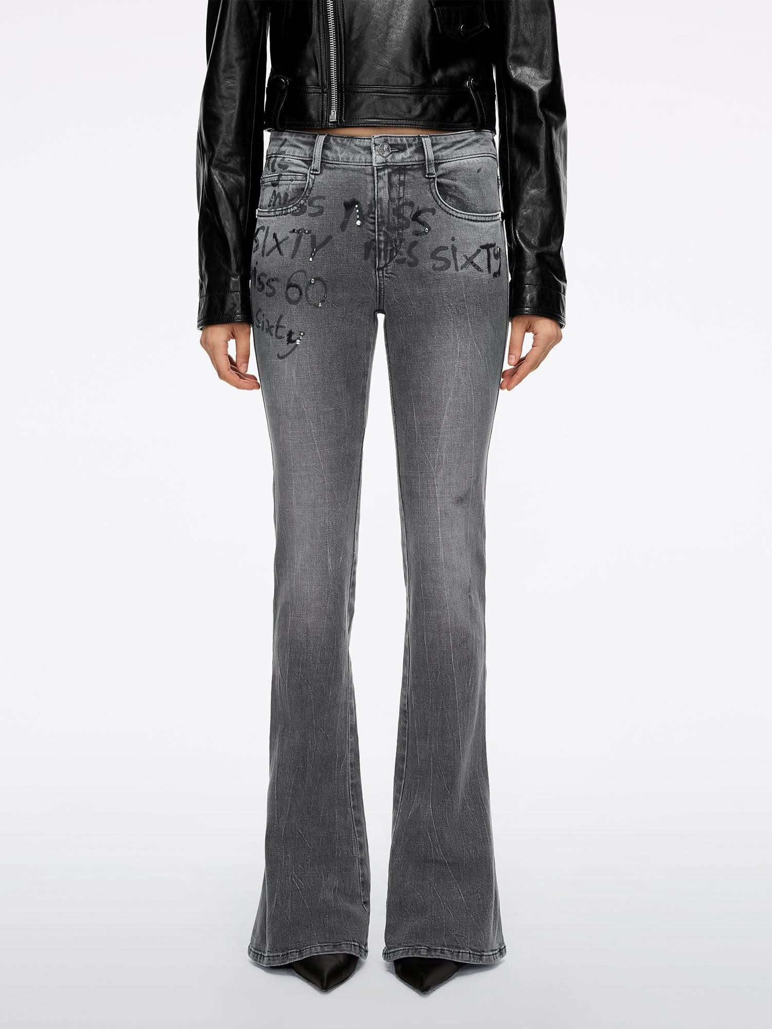 Rhinestone Flared Jeans