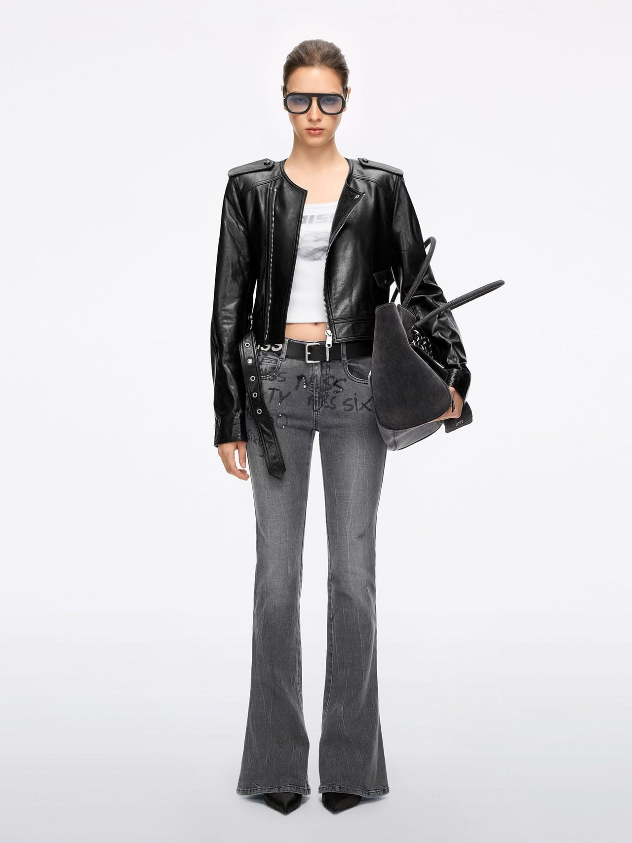 Rhinestone Flared Jeans