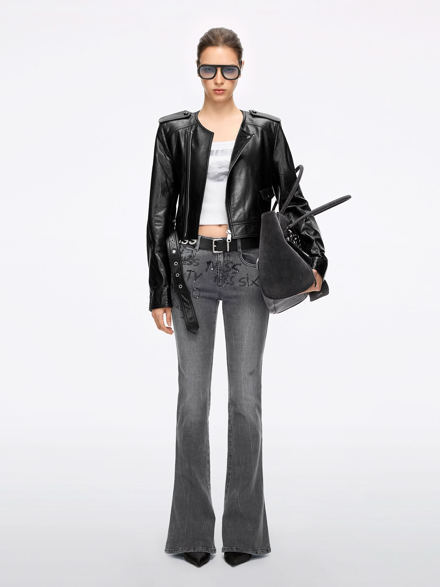 Rhinestone Flared Jeans