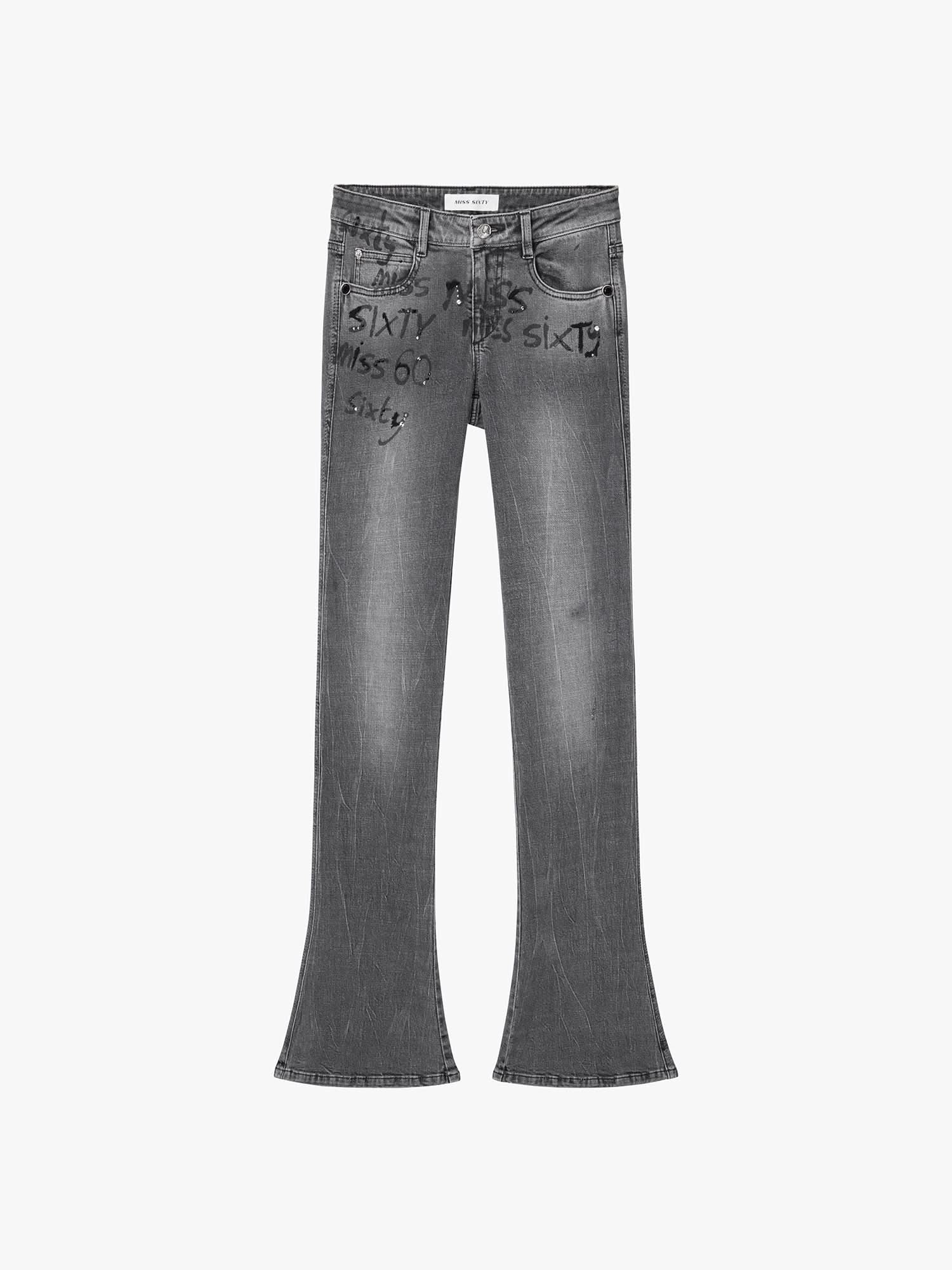 Rhinestone Flared Jeans