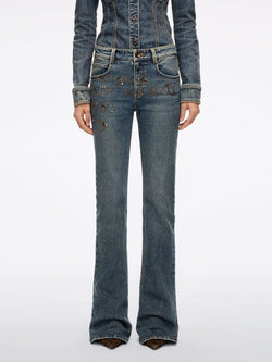 Rhinestone Flared Jeans