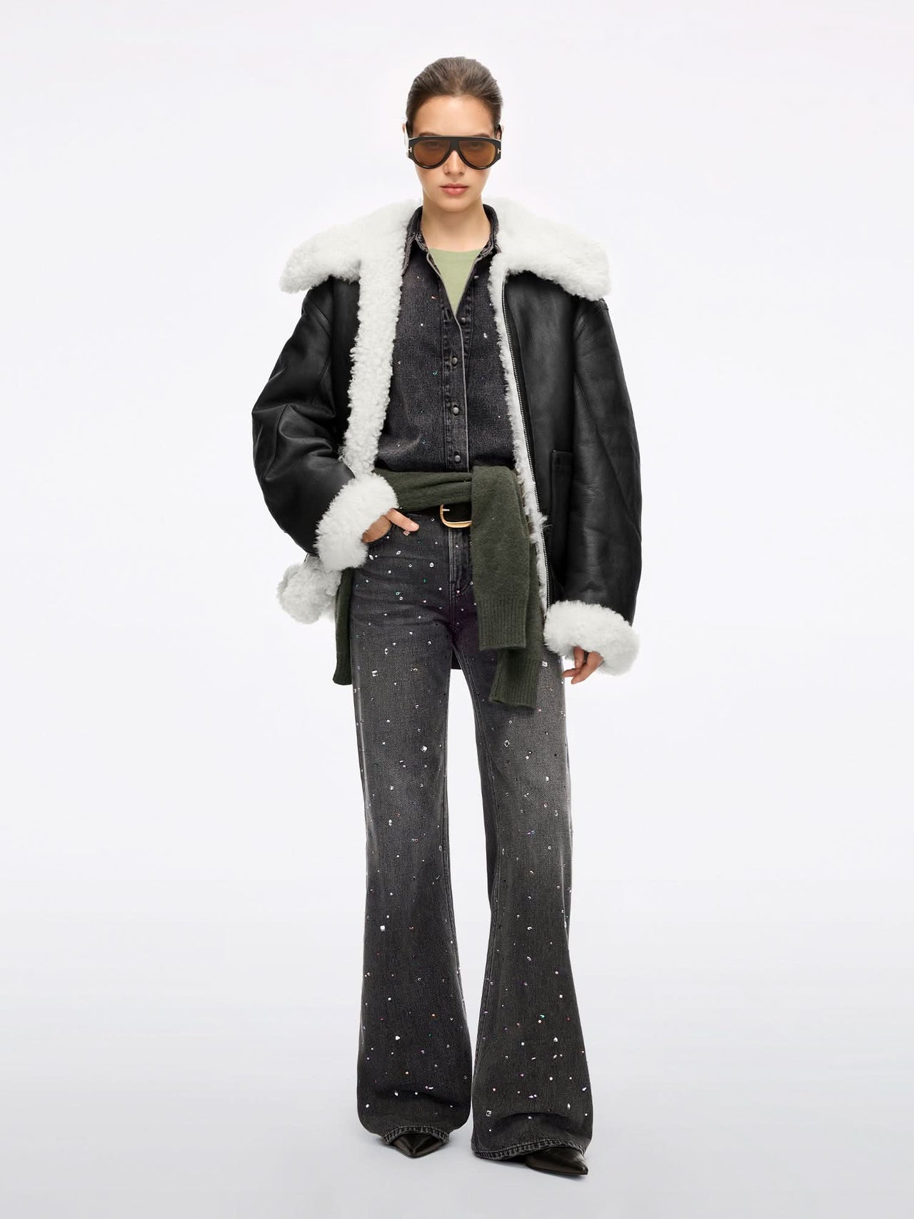 Rhinestone Flared Jeans