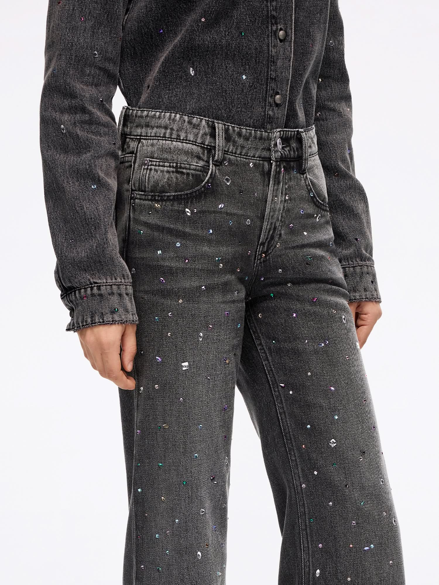 Rhinestone Flared Jeans