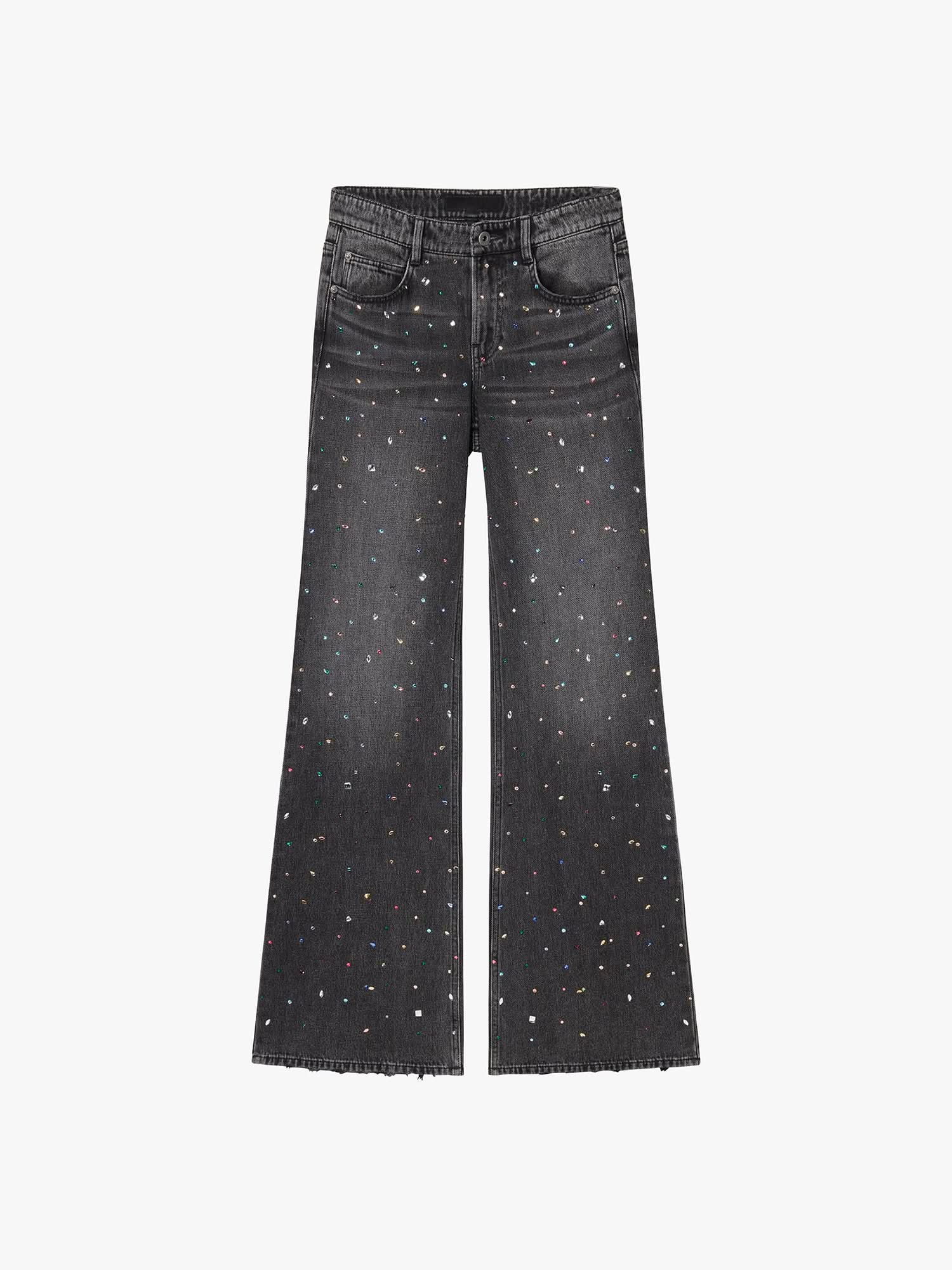 Rhinestone Flared Jeans