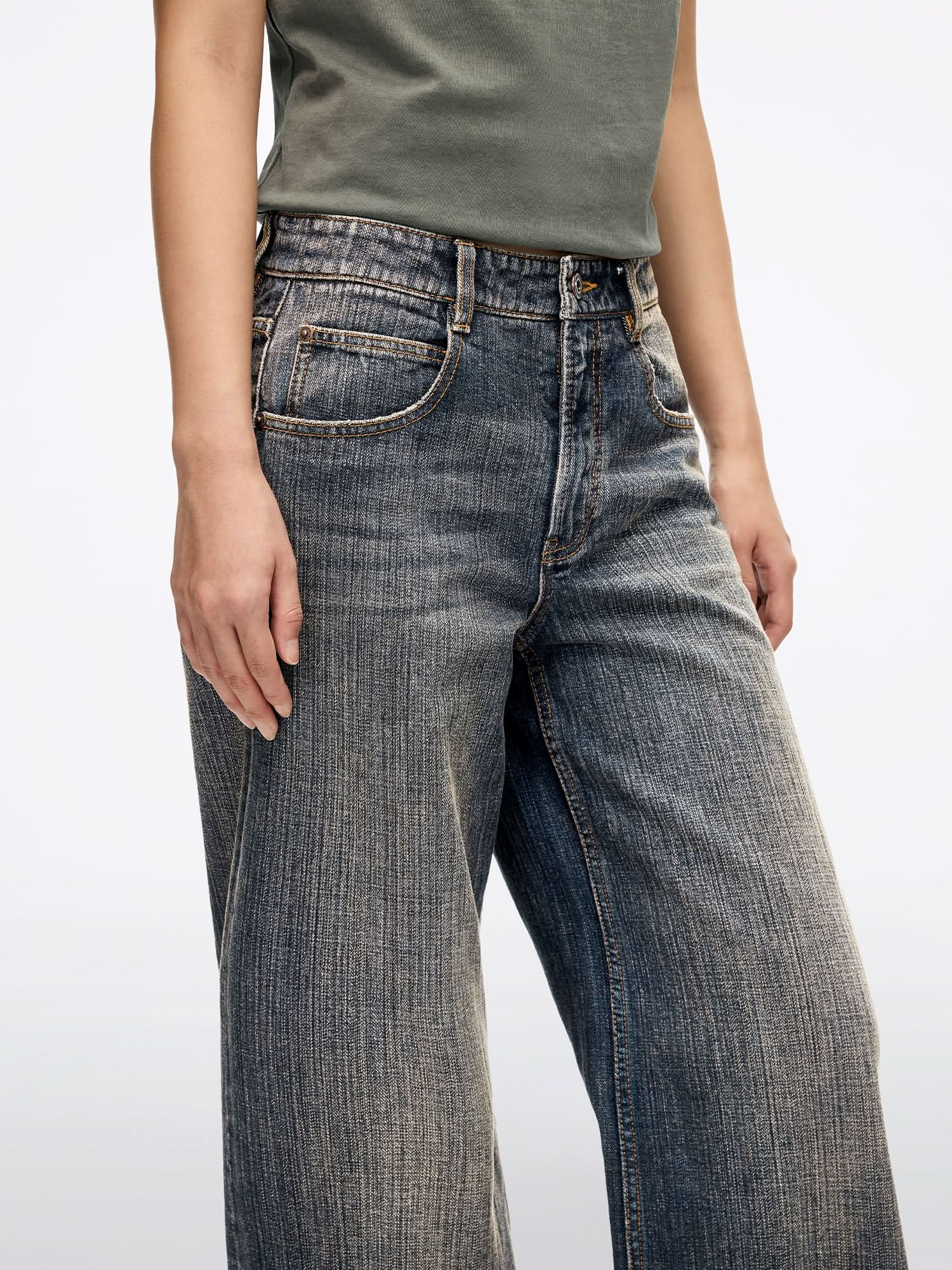 Cuffed Straight-Leg Jeans