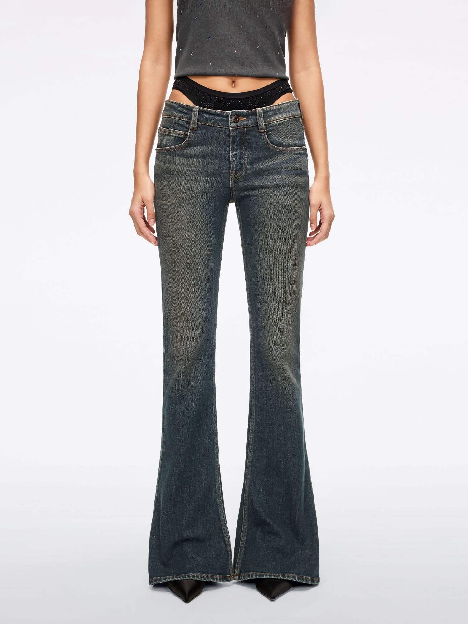 Patchwork Flared Jeans