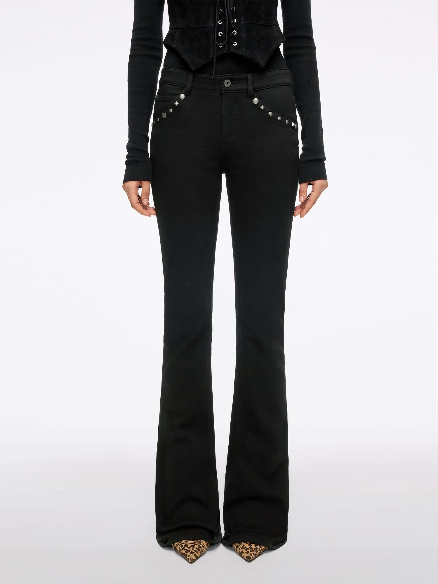 Flared Jeans with Stud Detailing