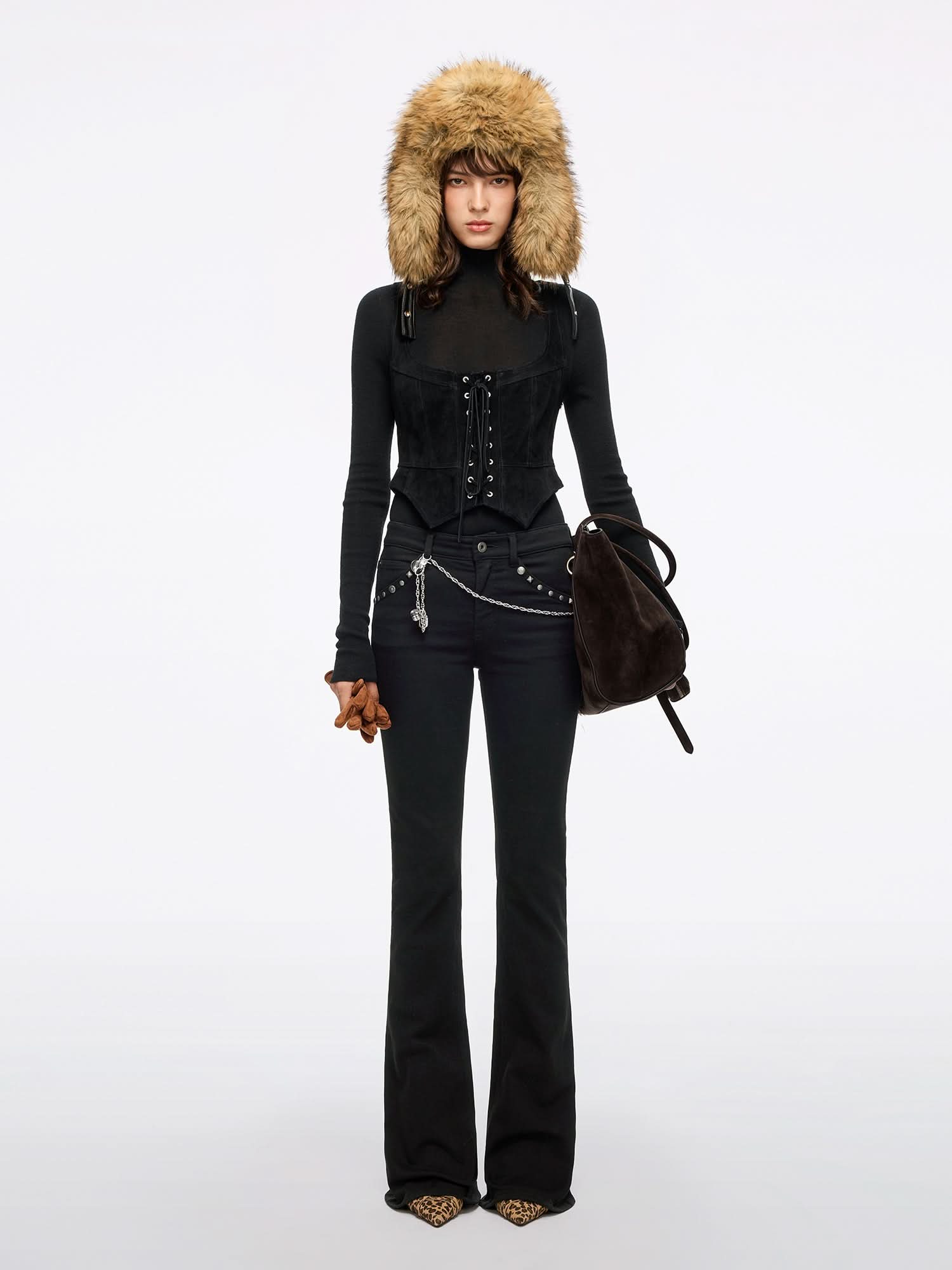 Flared Jeans with Stud Detailing
