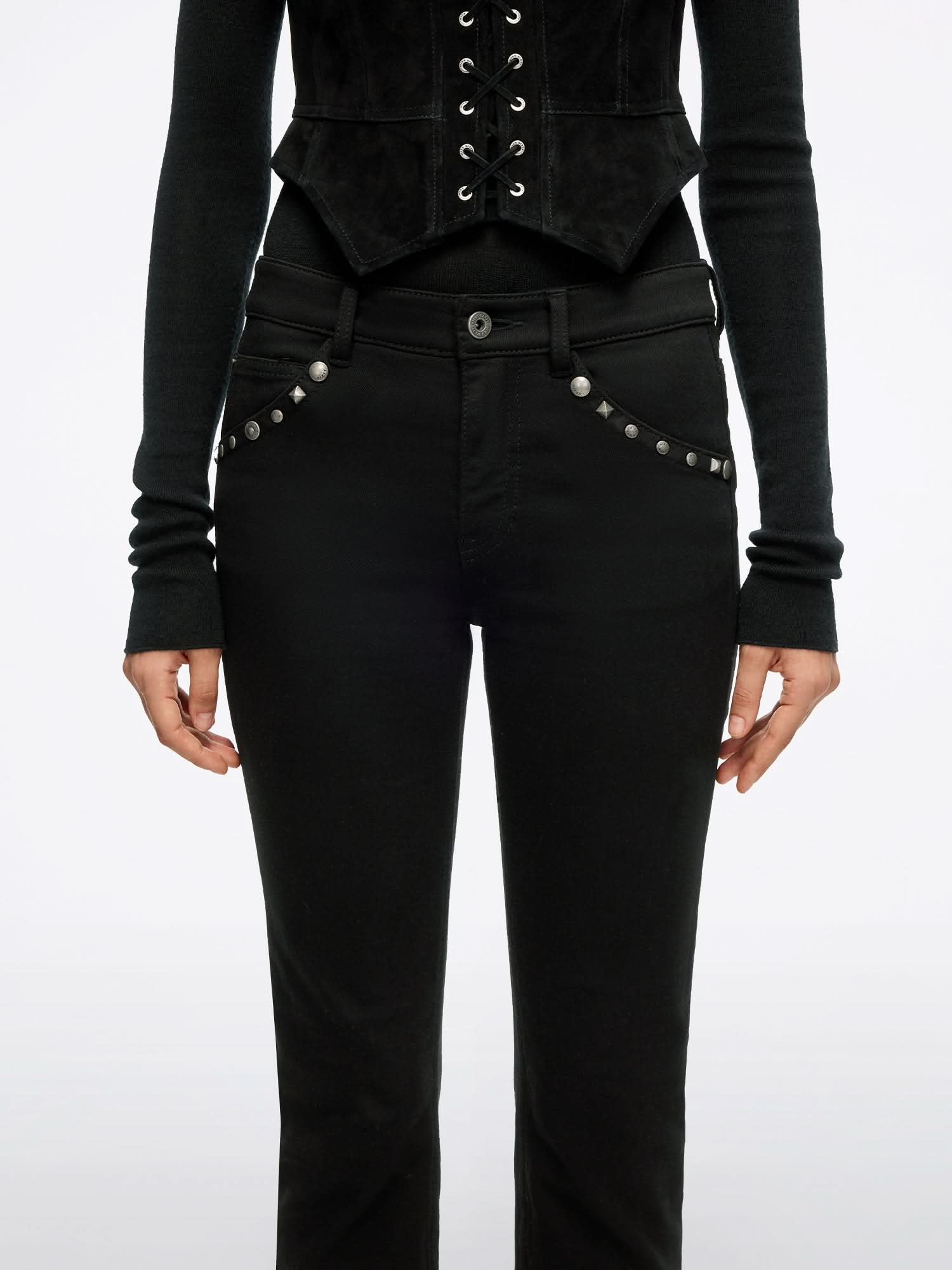 Flared Jeans with Stud Detailing