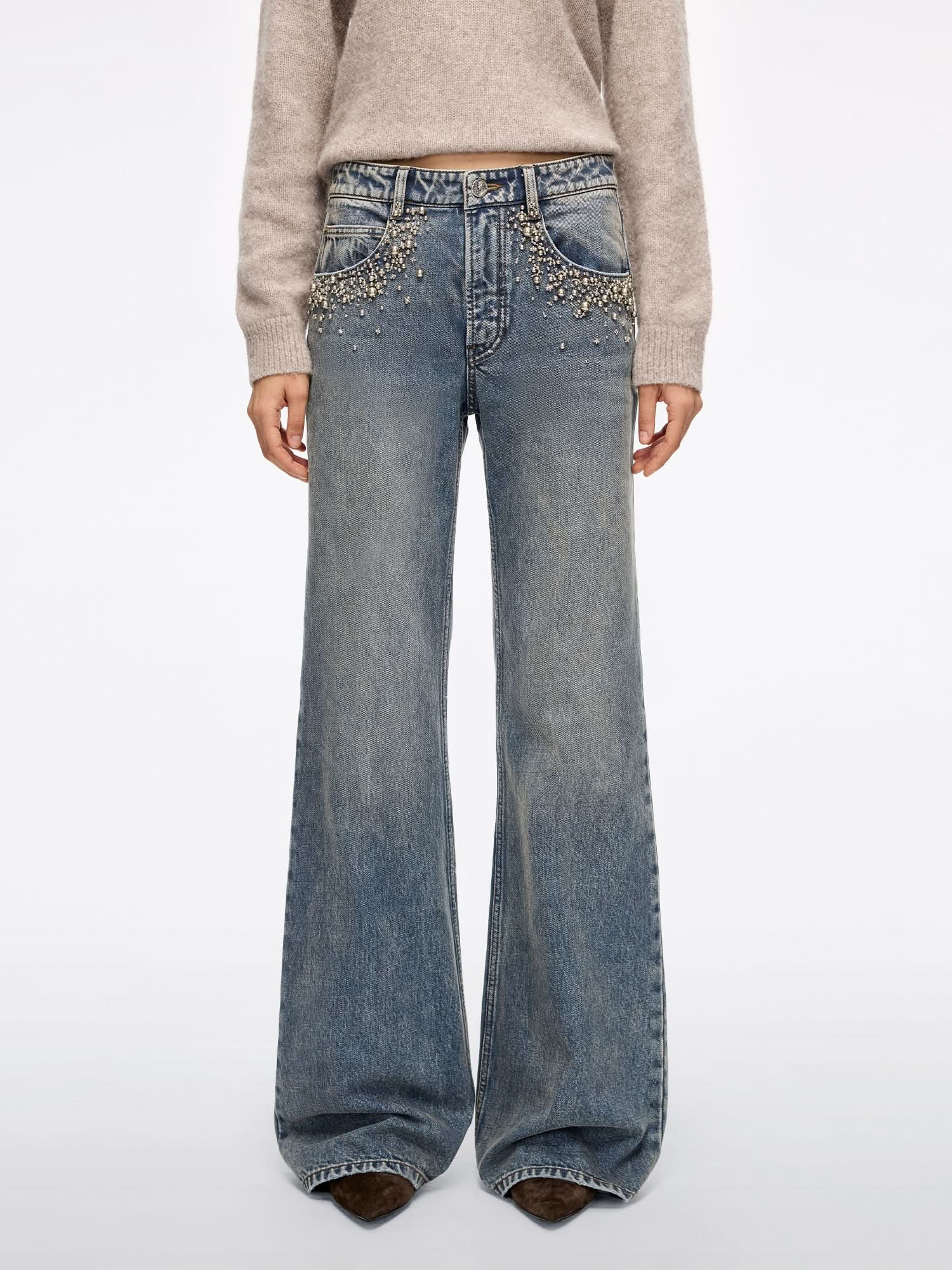 Beaded Flared Jeans