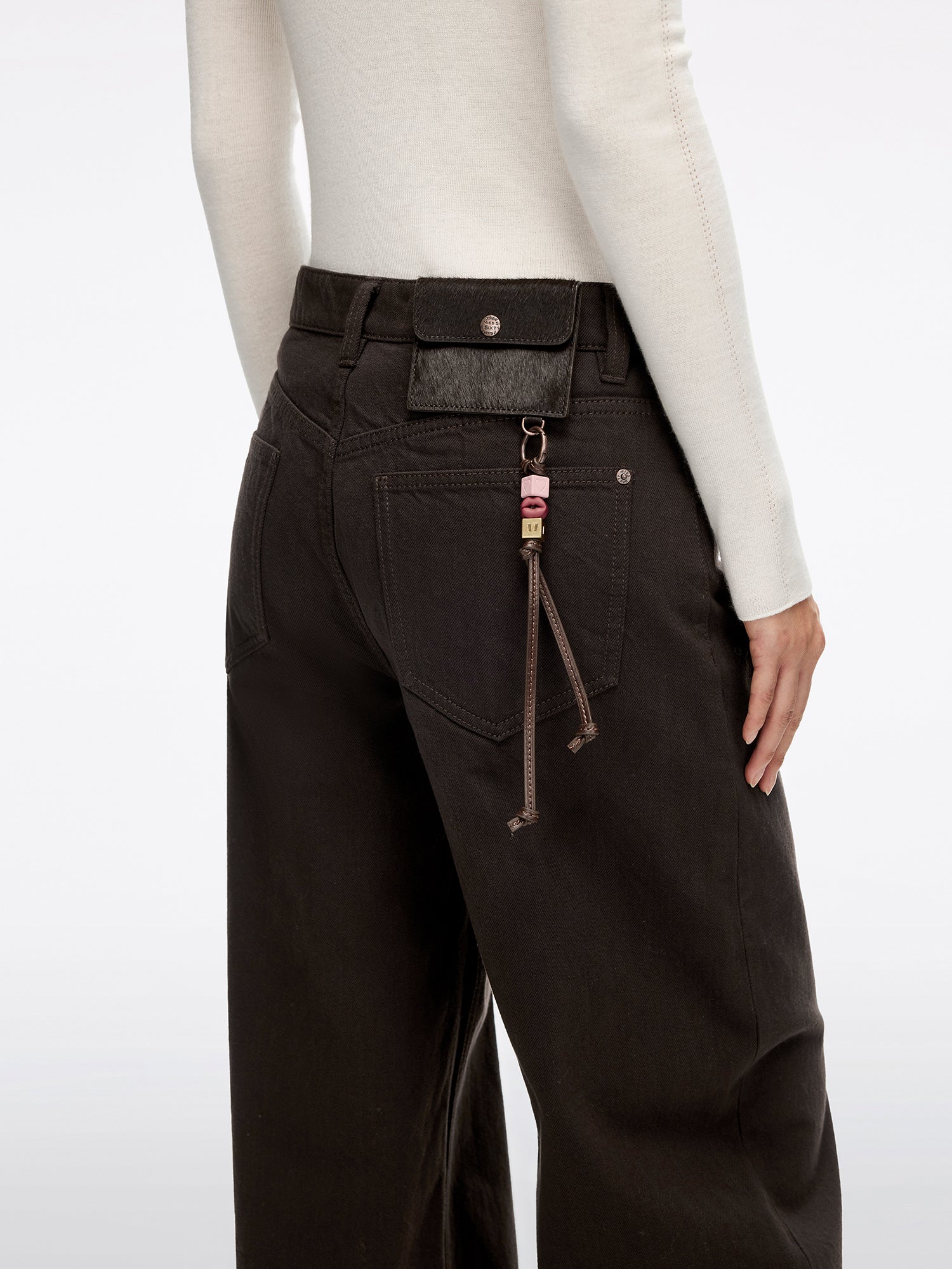 Loose Fit Jeans with Decorative Chain