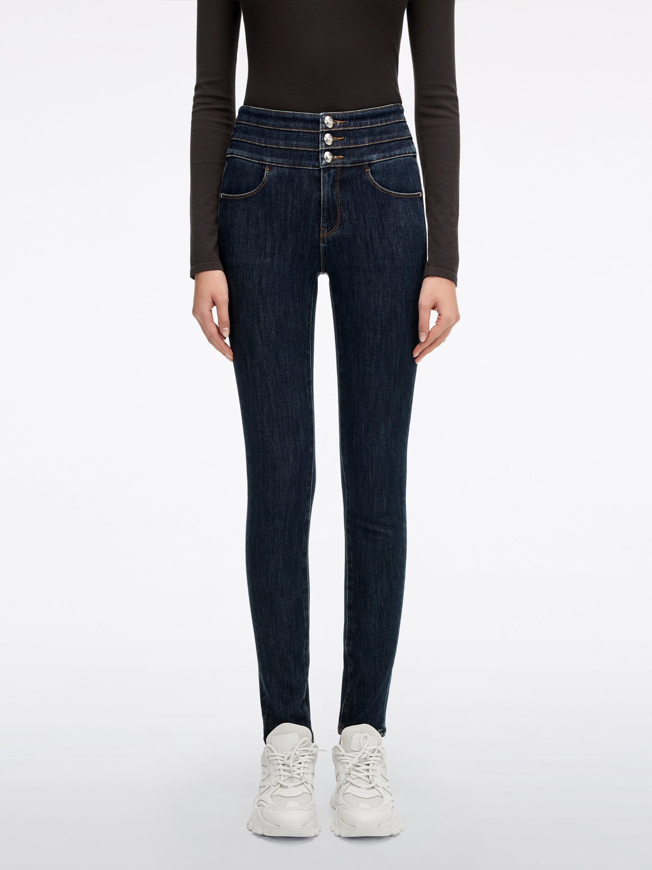 High Waisted Slim-Fit Jeans-BLUE ATTACK