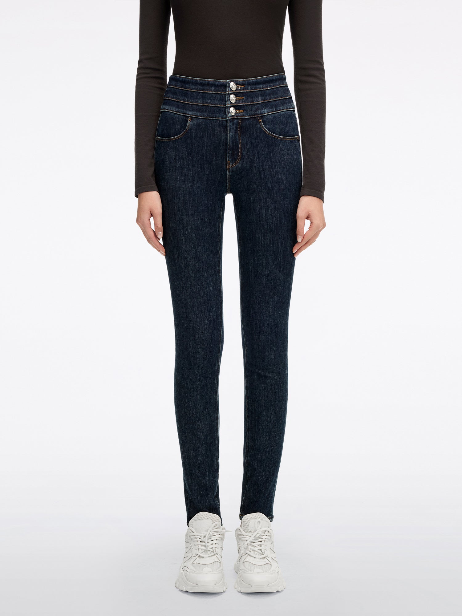 High Waisted Slim-Fit Jeans-BLUE ATTACK