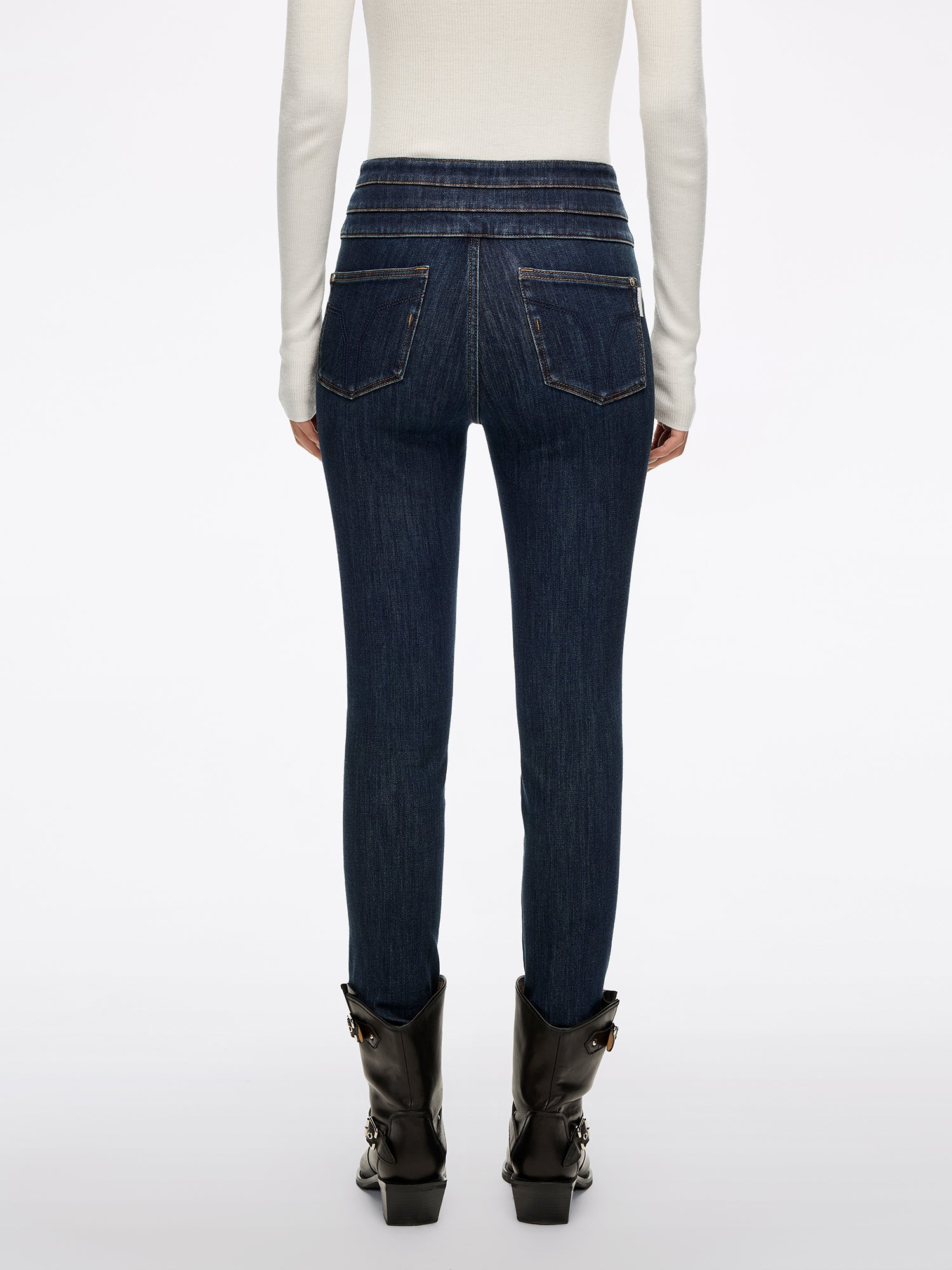 High Waisted Slim-Fit Jeans-BLUE ATTACK