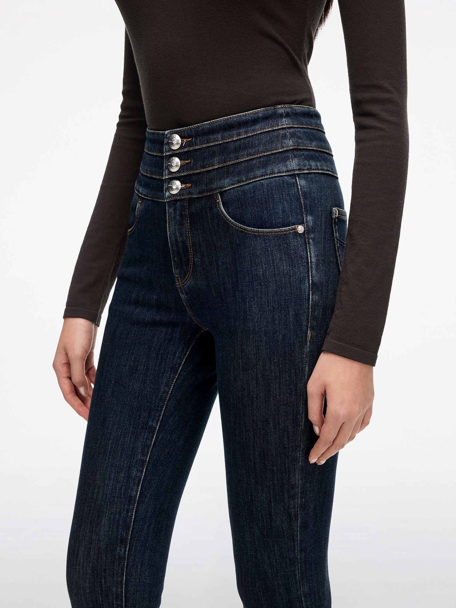 High Waisted Slim-Fit Jeans-BLUE ATTACK