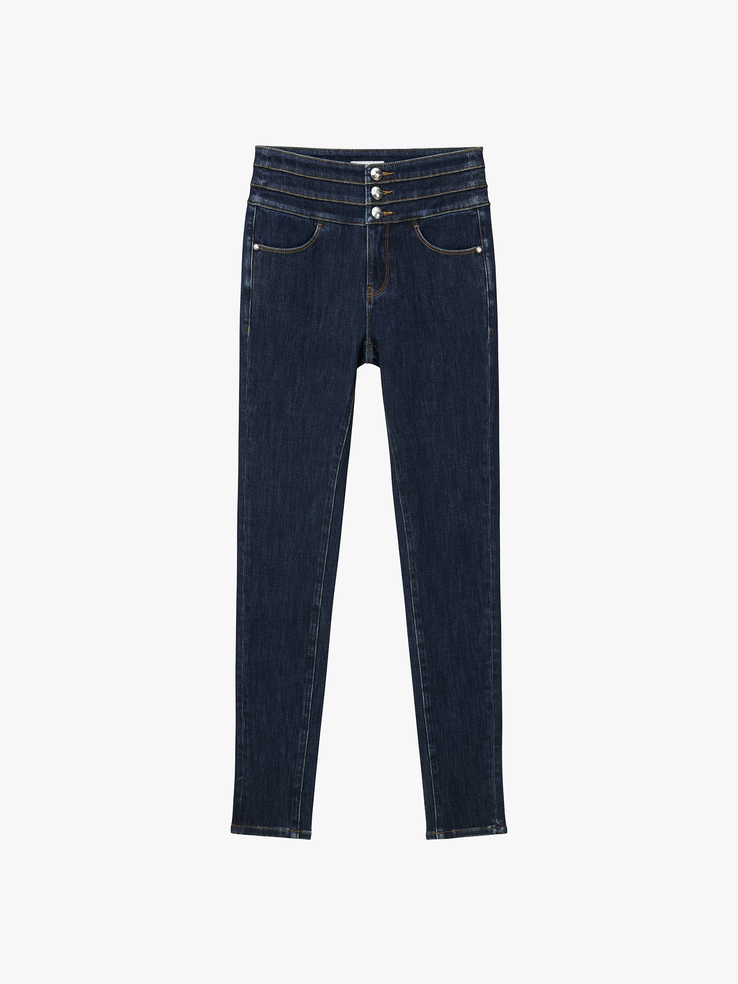 High Waisted Slim-Fit Jeans-BLUE ATTACK