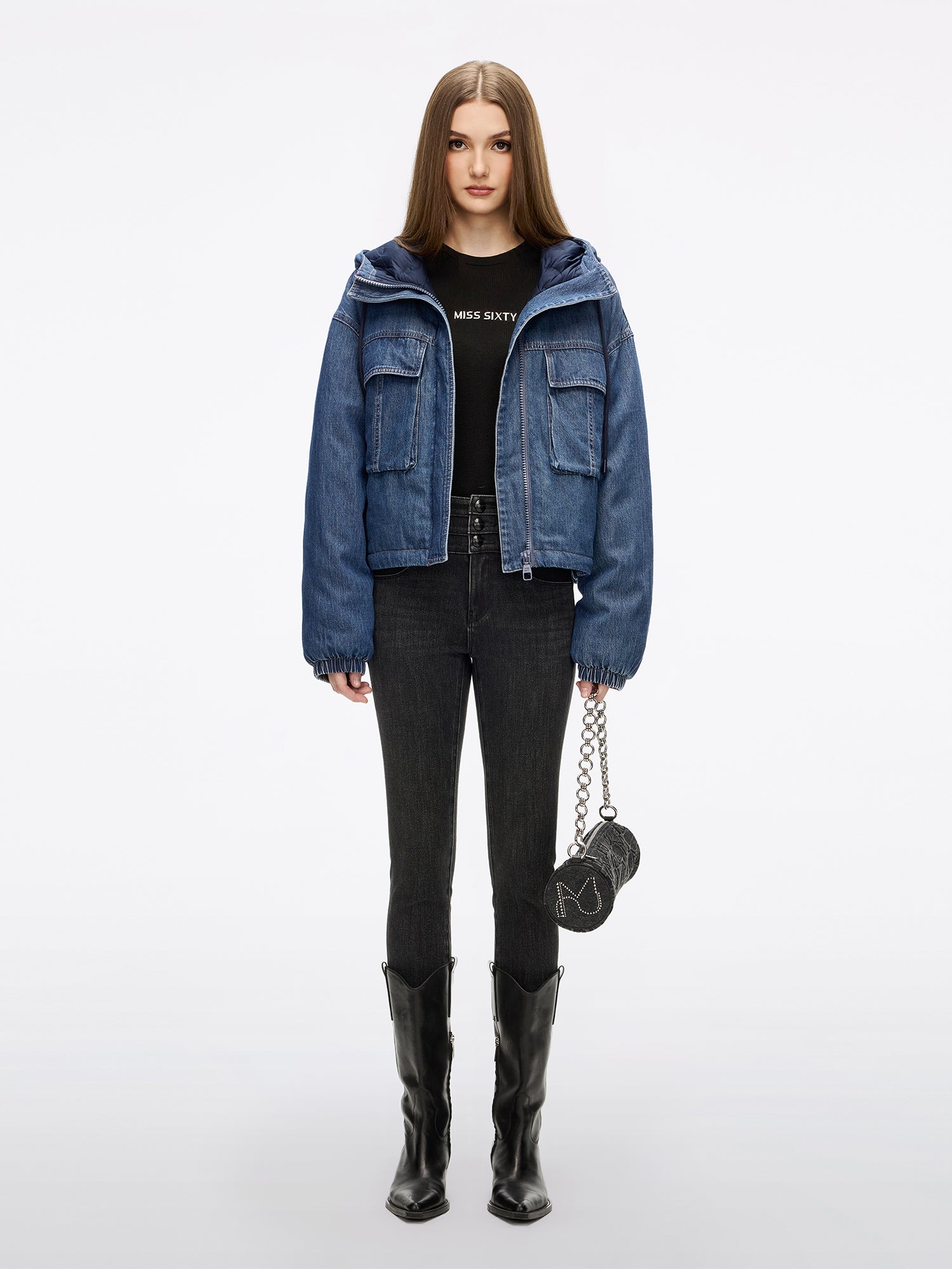 High Waisted Slim-Fit Jeans-BLUE ATTACK