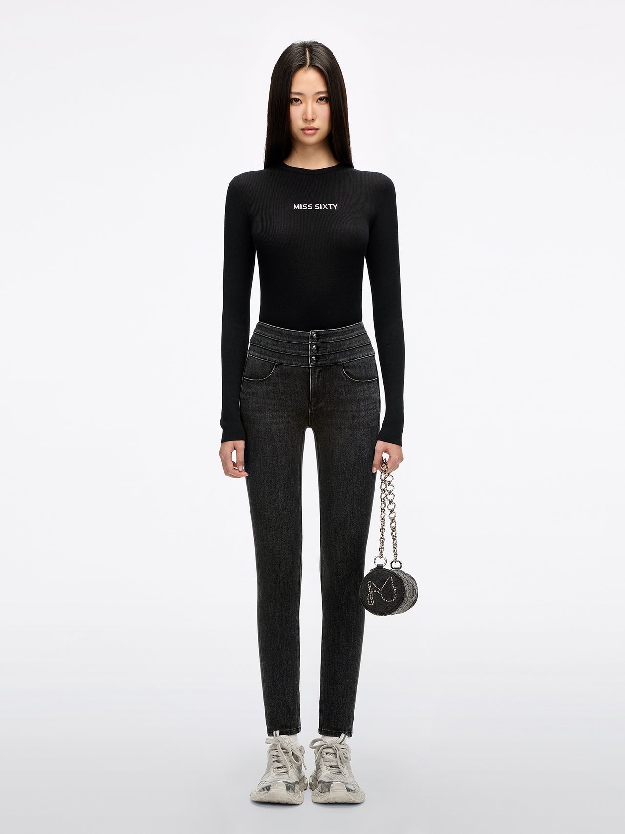 High Waisted Slim-Fit Jeans-BLUE ATTACK