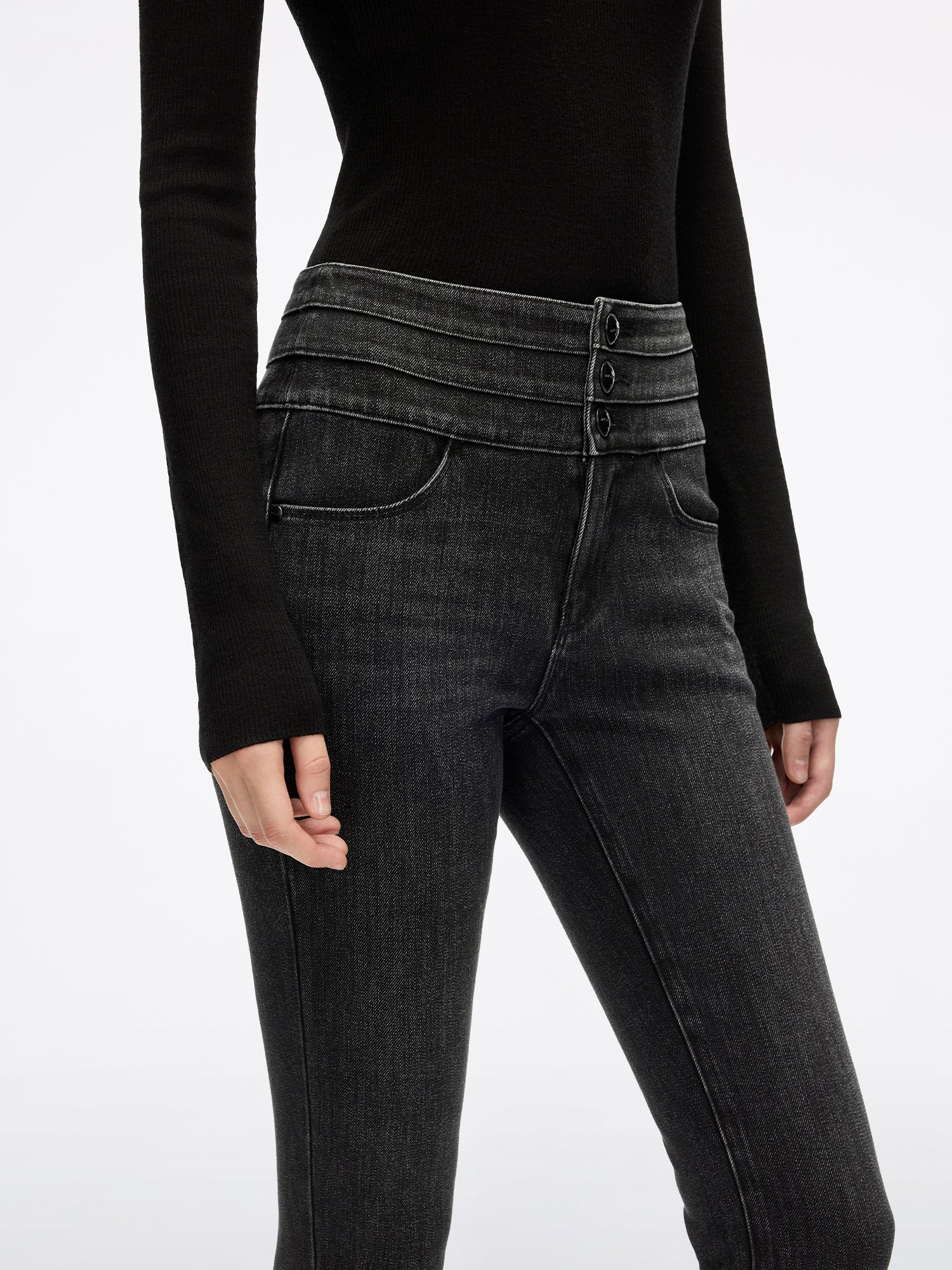 High Waisted Slim-Fit Jeans-BLUE ATTACK