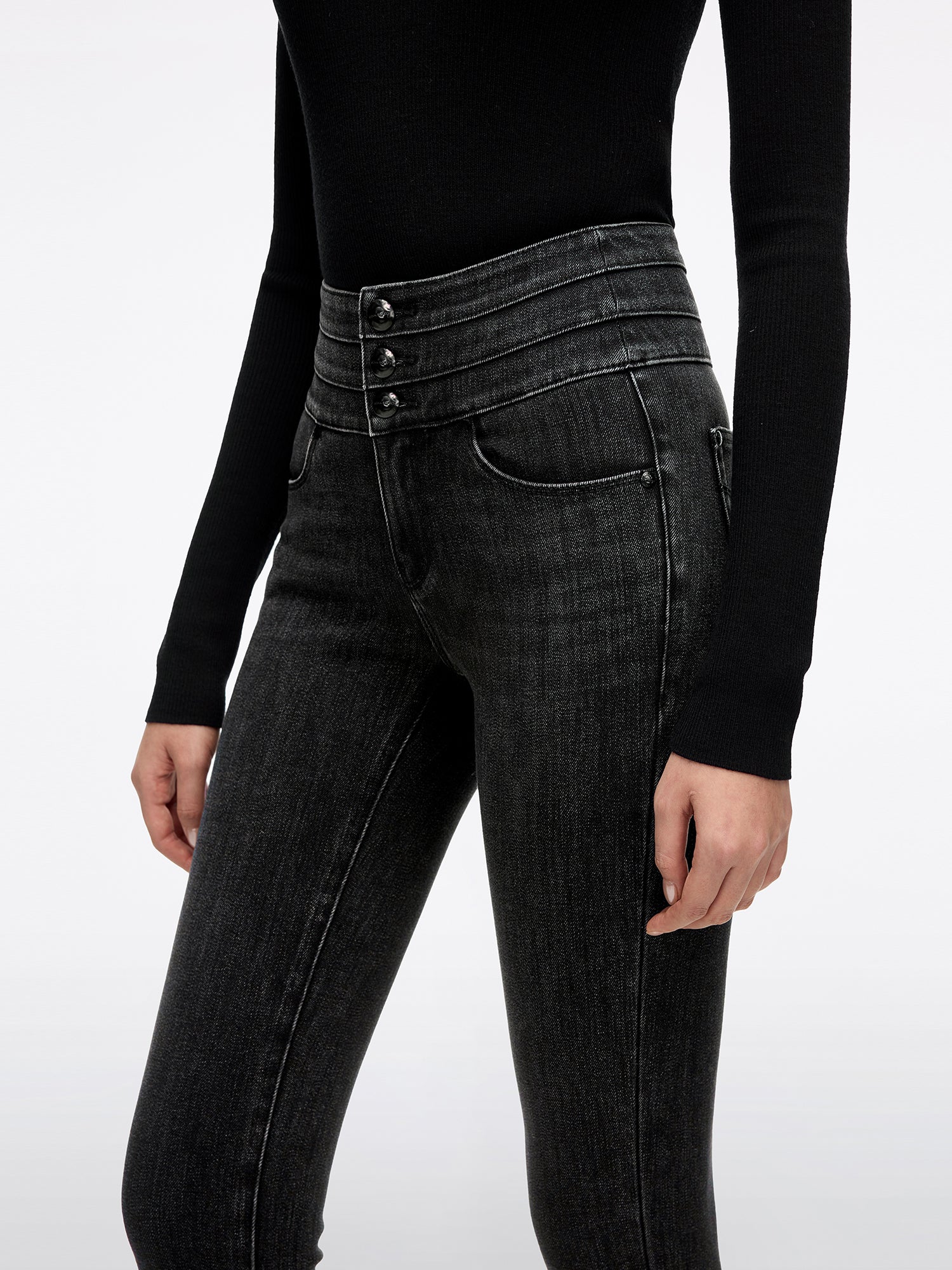 High Waisted Slim-Fit Jeans-BLUE ATTACK