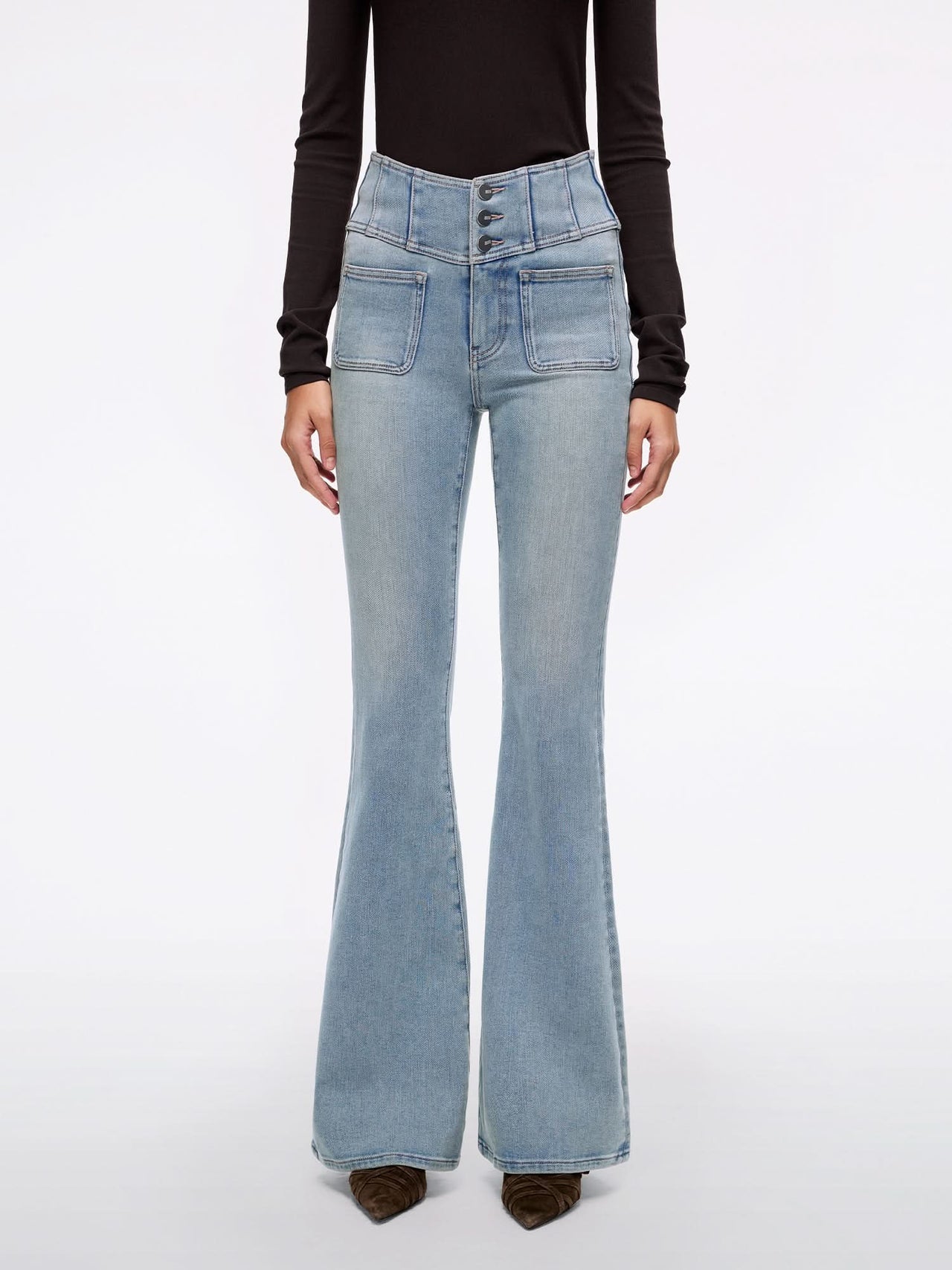 High Waisted Flared Jeans-GLENDA PLUS 5
