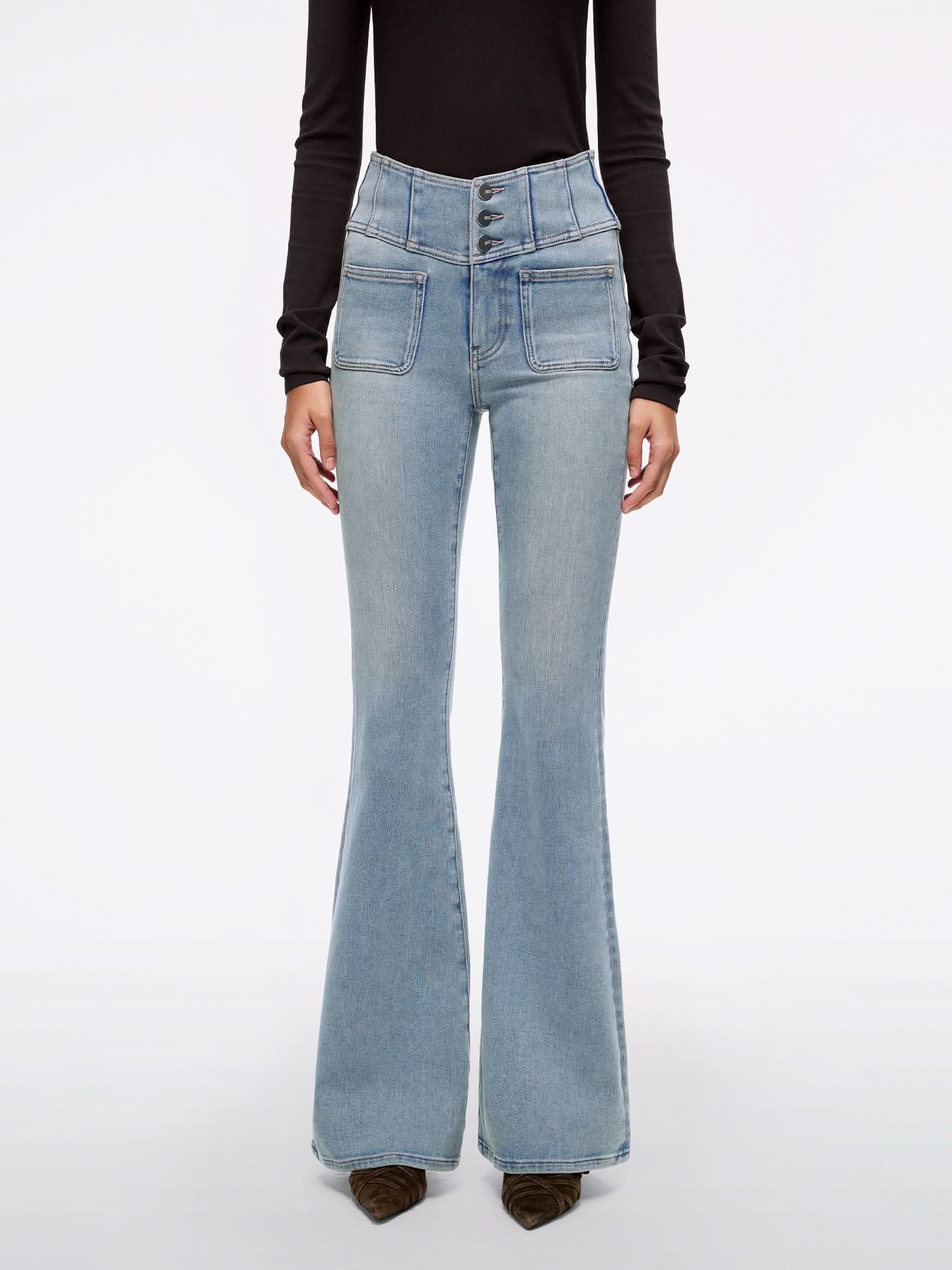 High Waisted Flared Jeans-GLENDA PLUS 5