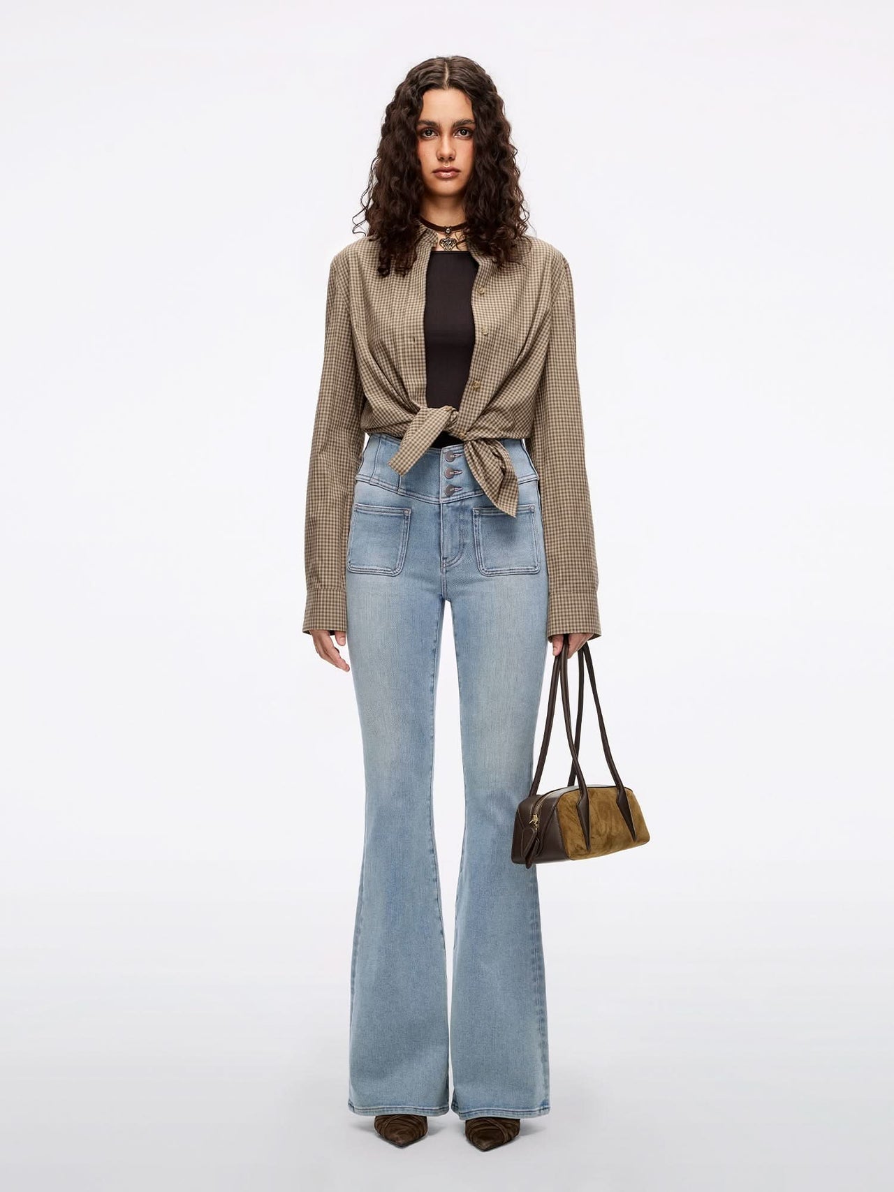 High Waisted Flared Jeans-GLENDA PLUS 5