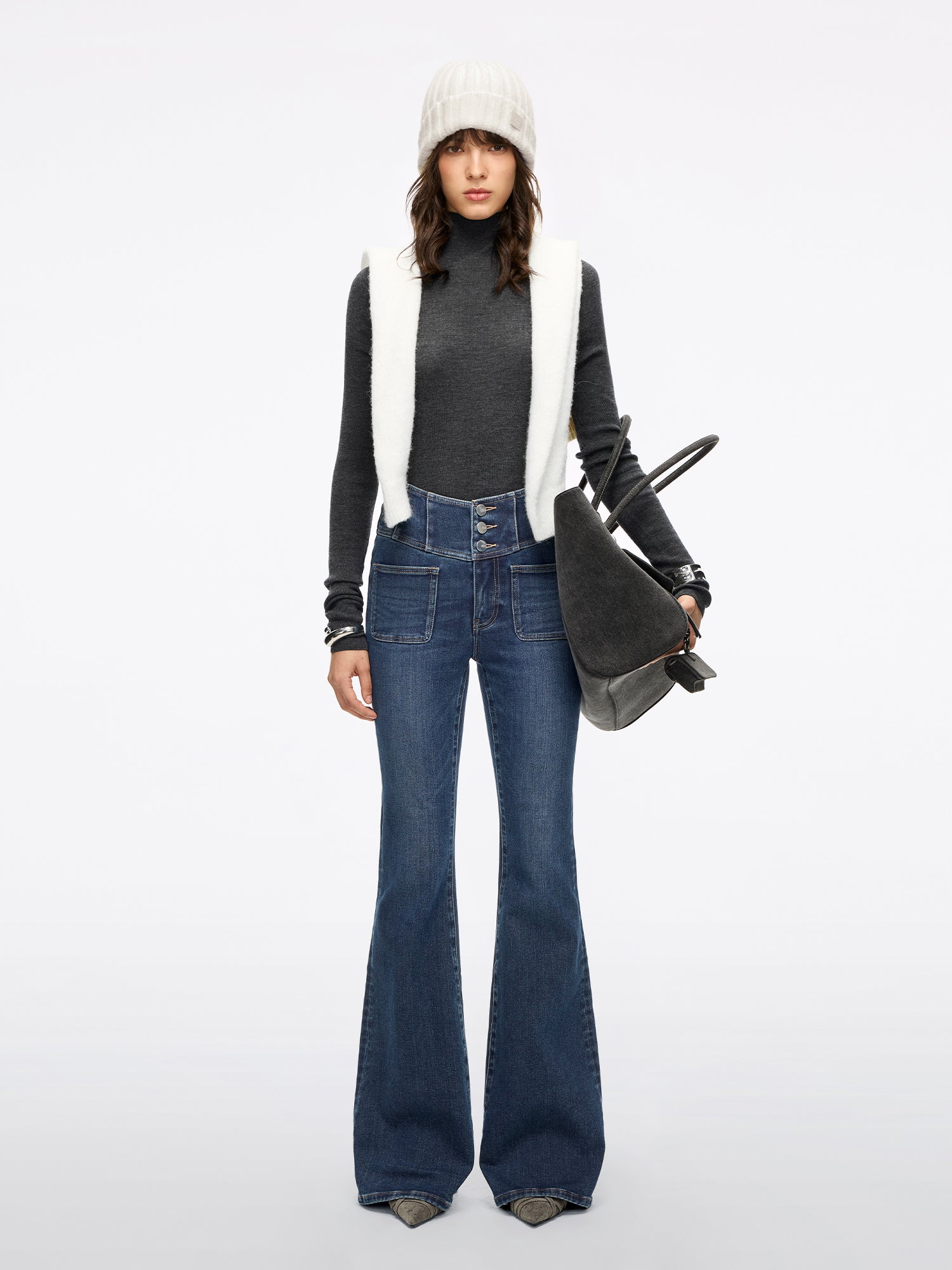 High Waisted Flared Jeans-GLENDA PLUS 5
