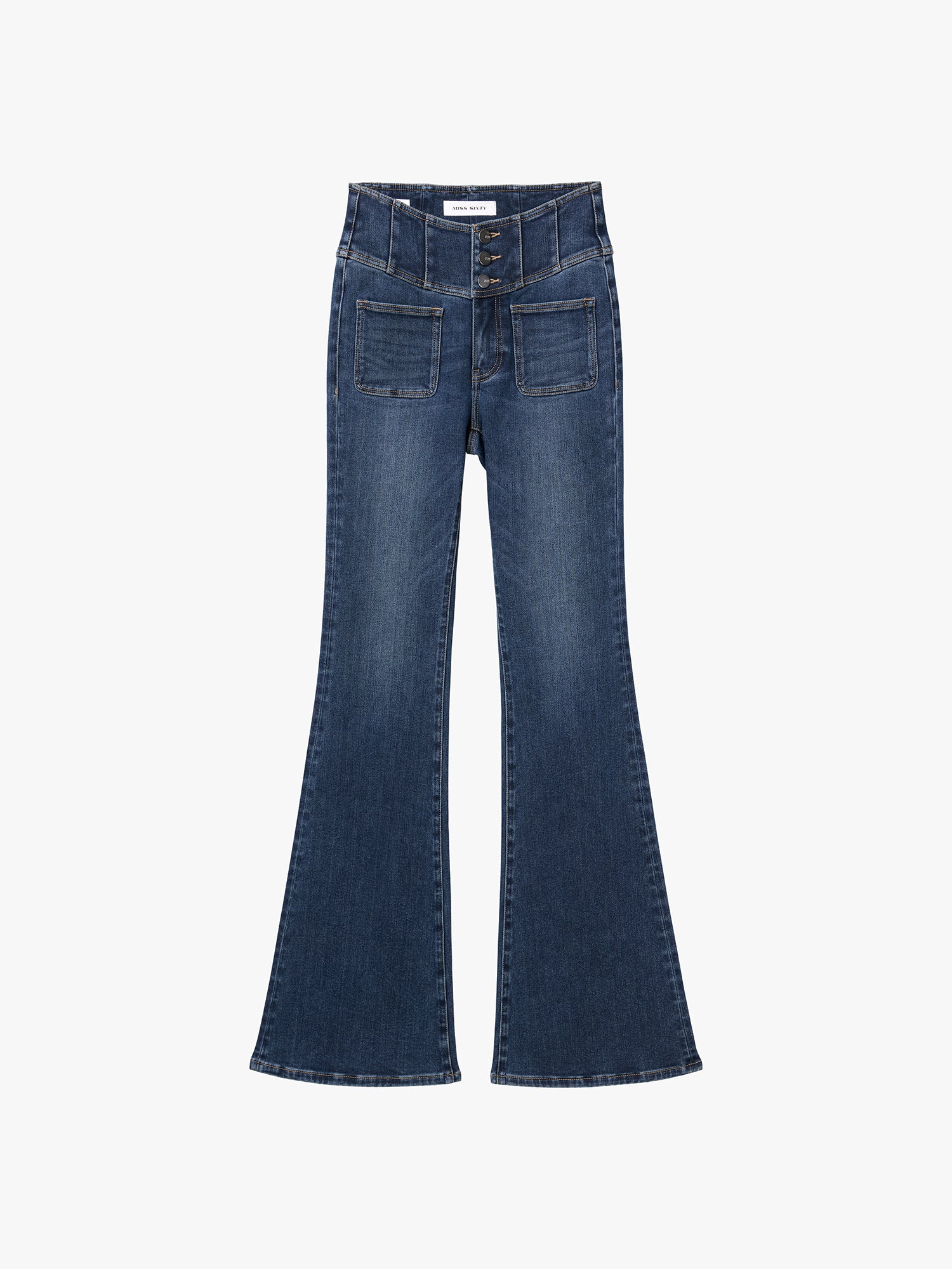 High Waisted Flared Jeans-GLENDA PLUS 5