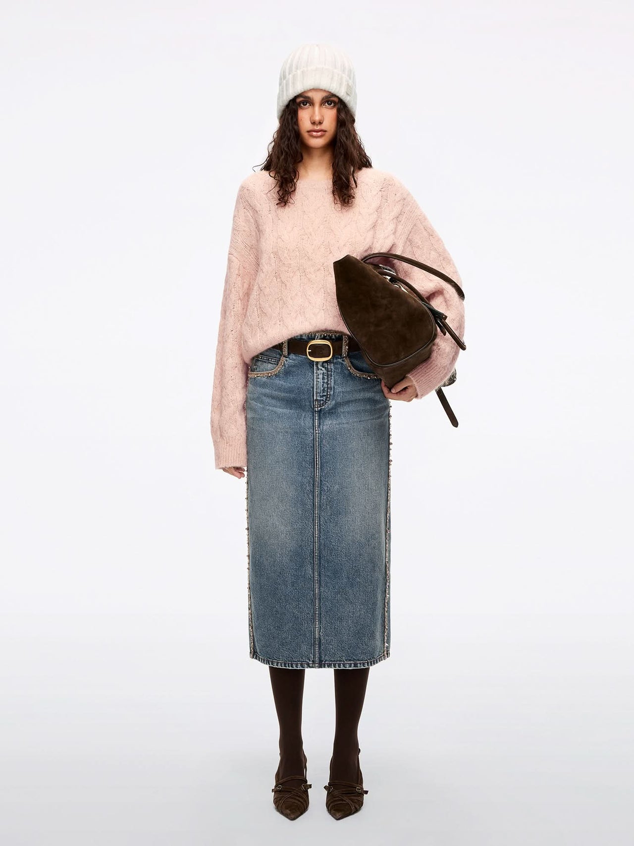 Beaded Denim Skirt