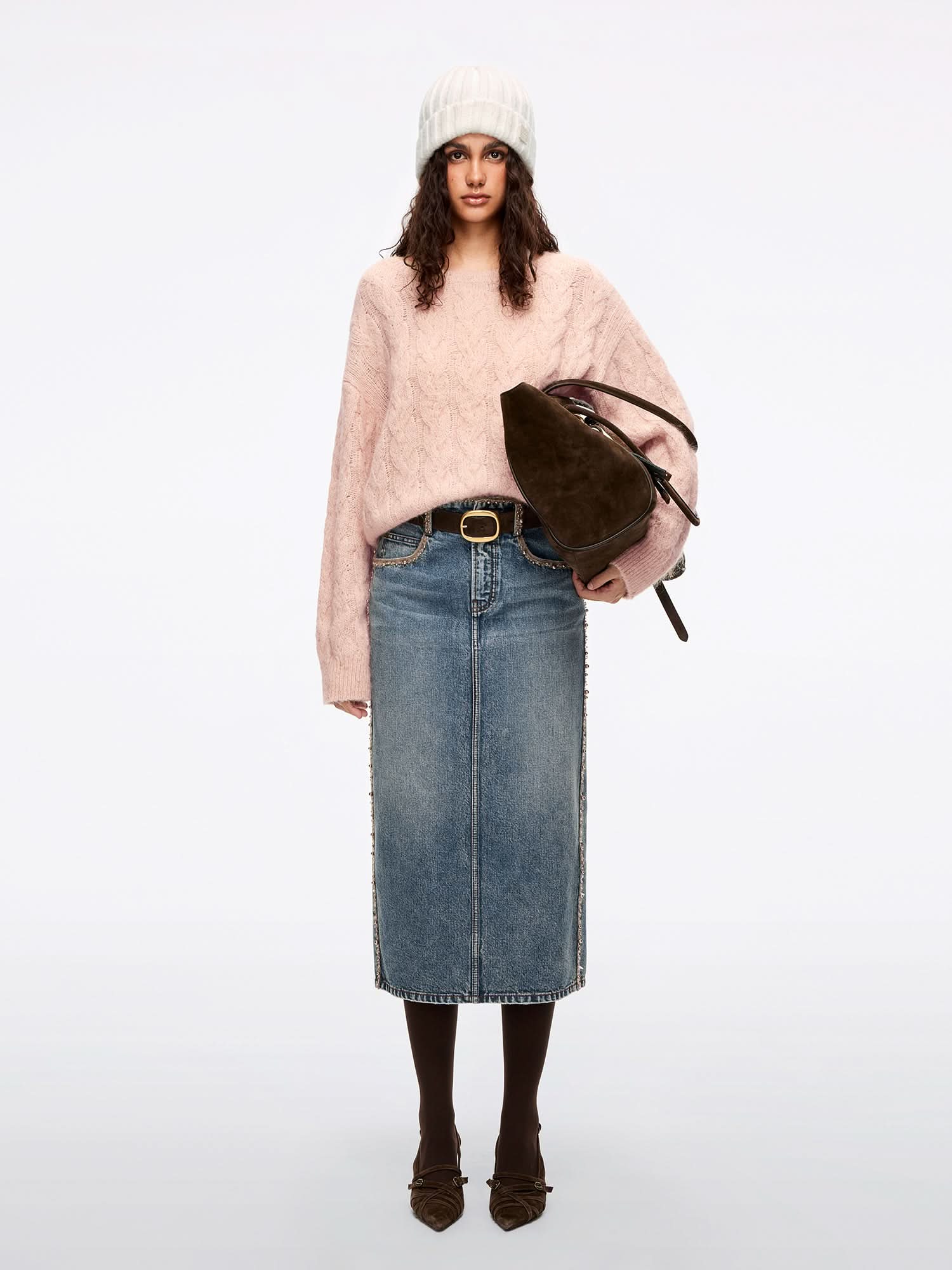 Beaded Denim Skirt