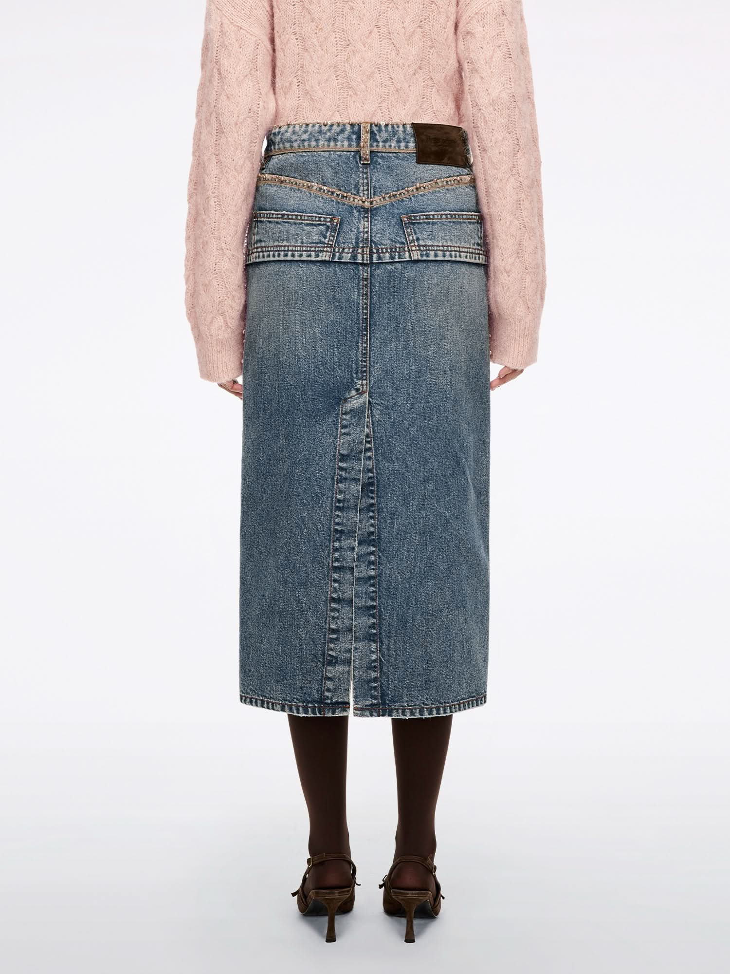 Beaded Denim Skirt