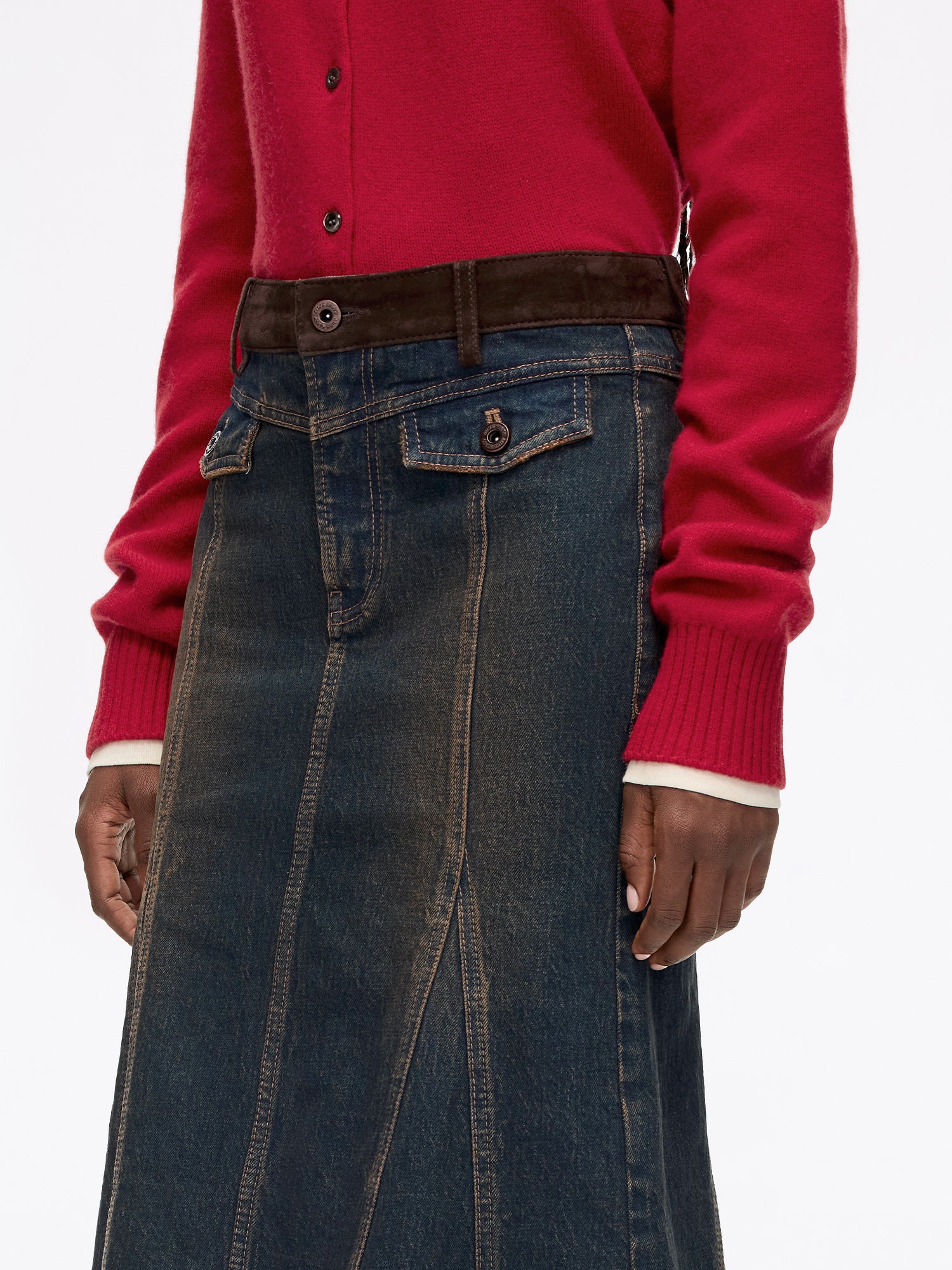 Patchwork Denim Skirt